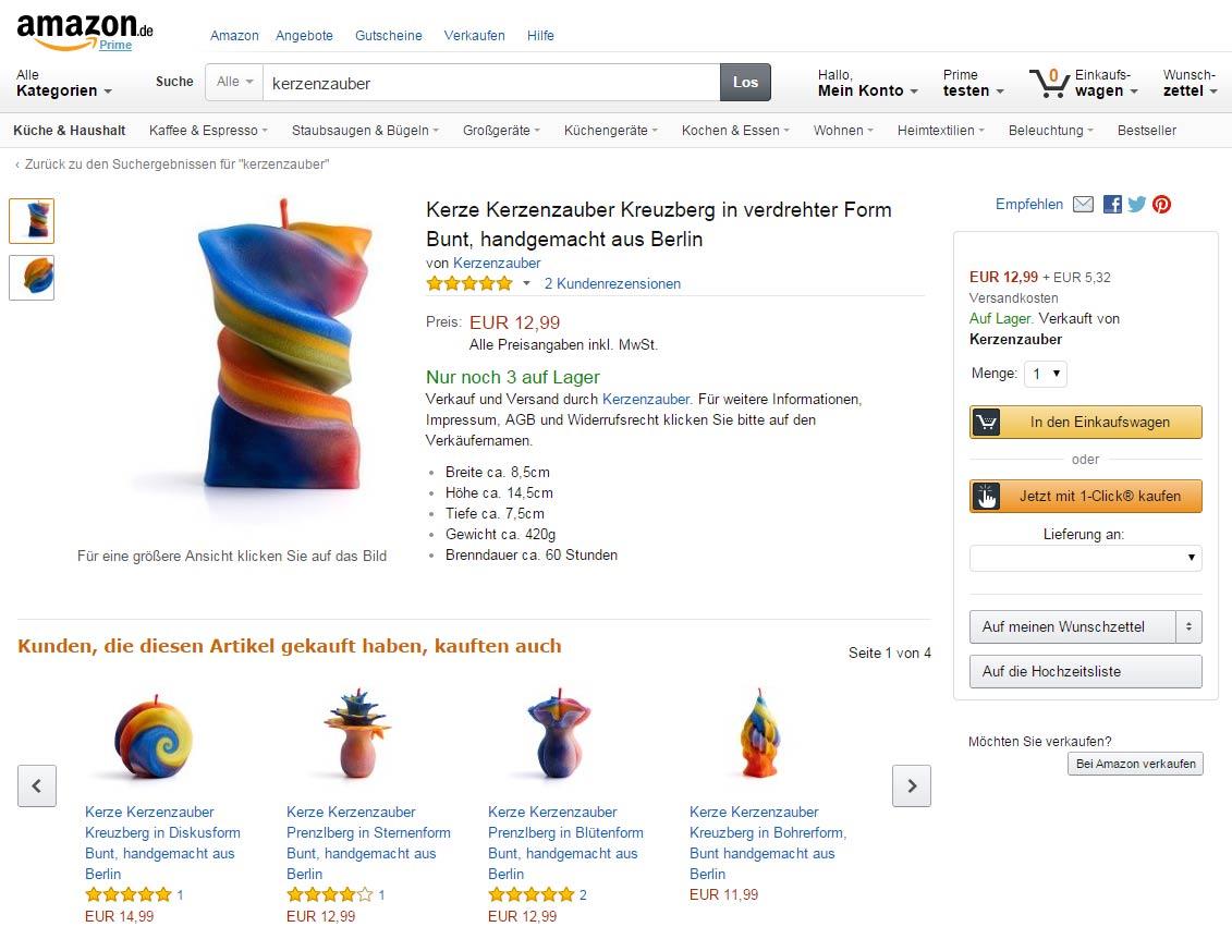 Quelle: Amazon.de Produkt Kerzenzauber Amazon Online-Shop Kerzen