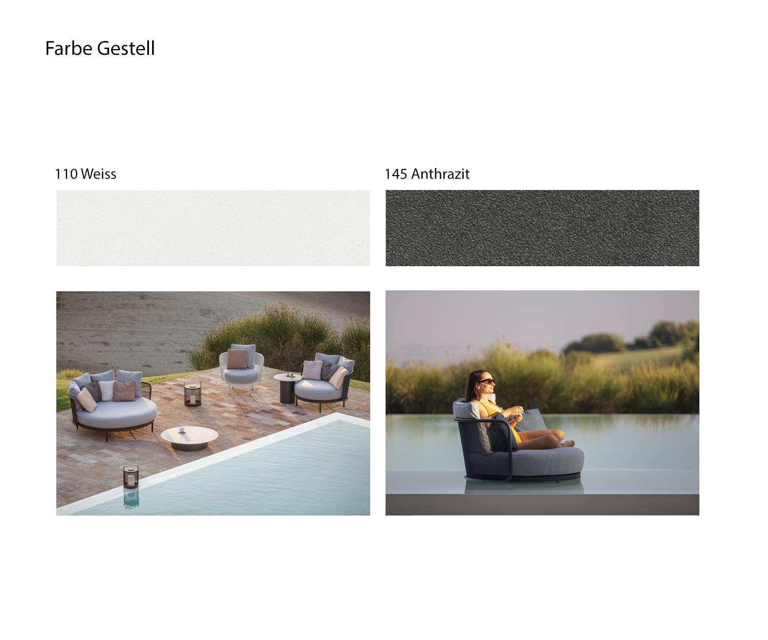 Todus Baza Round Gestellfarbe Weiß Grau Dunkelgrau Anthrazit Todus Baza Round Gestellfarbe Weiß Grau Dunkelgrau Anthrazit