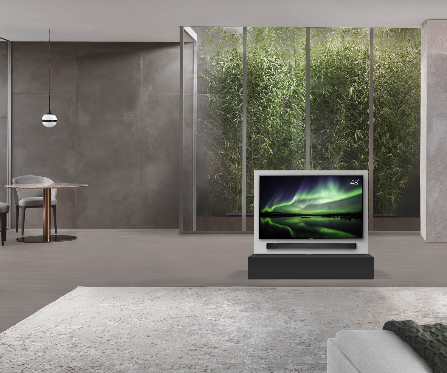 Livitalia Roto Design Lowboard Raumteiler mit drehbarem TV Paneel B120 50 H25 T47 NeroM ohne oBox Livitalia Roto Design Lowboard Raumteiler mit drehbarem TV Paneel B120 50 H25 T47 NeroM ohne oBox