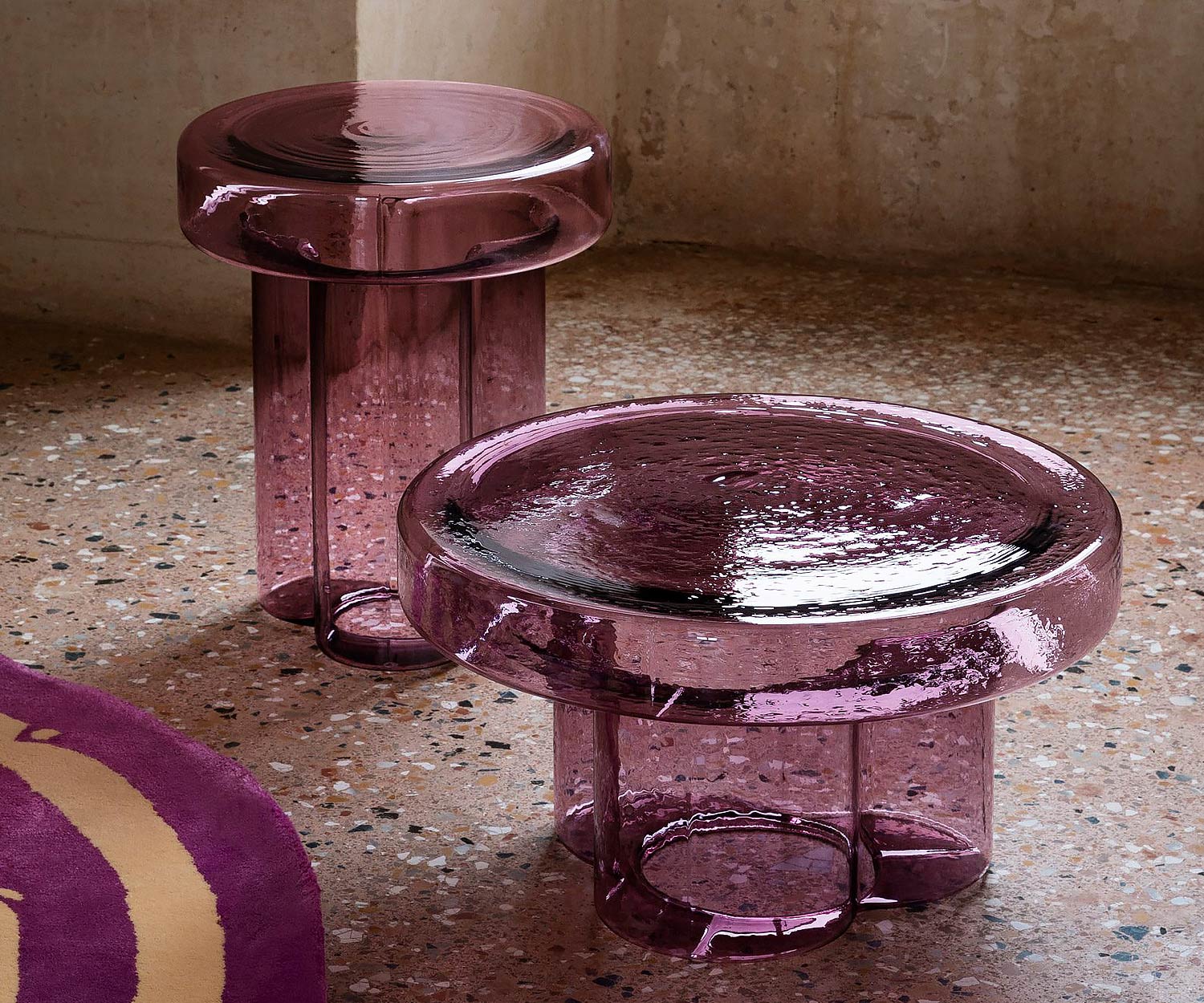 Miniforms Soda Design table basse verre violet