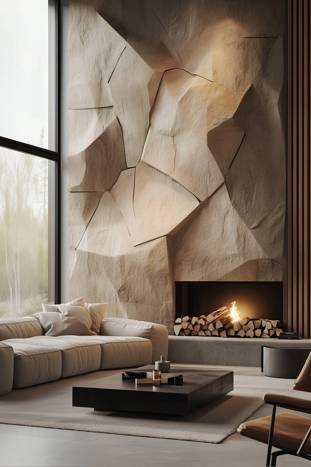 faszinierende-steinwand-im-ansonsten-minimalistisch-gehaltenen-wohnzimmer