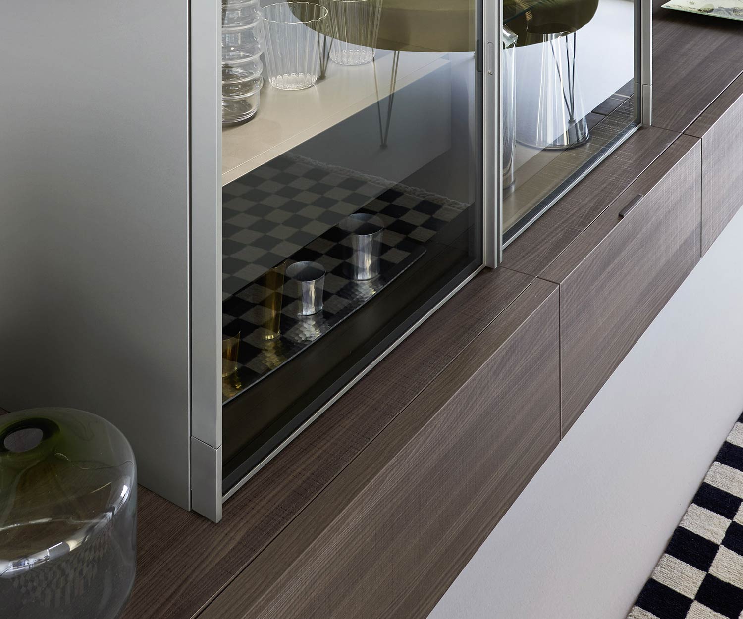 Livitalia Meuble-paroi design C35 de haute qualité en détail la vitrine en verre