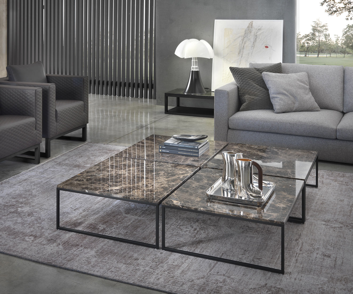 Exclusif Giulio Marelli Design table basse Frame avec plateau Perfetto marbre brun