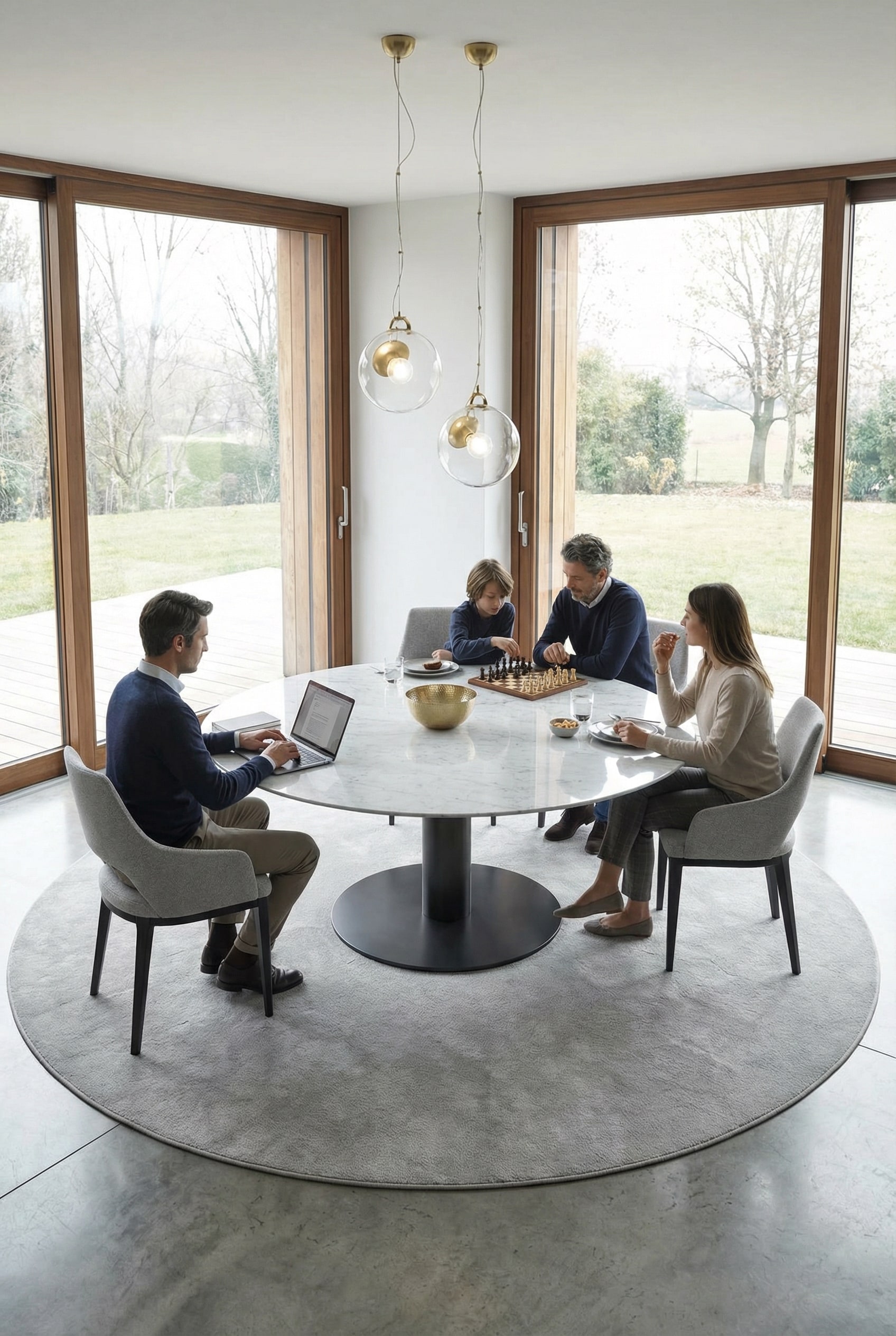 Luxuriöser Marmor Esstisch Marelli Break in einem edlen Raum Luxuriöser Marmor Esstisch Marelli Break in einem edlen Raum