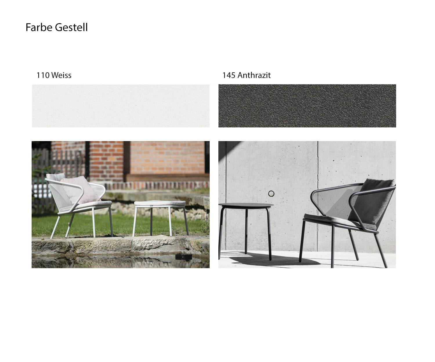 Fauteuil lounge design Fauteuil de jardin Couleur du piètement de table Anthracite Blanc