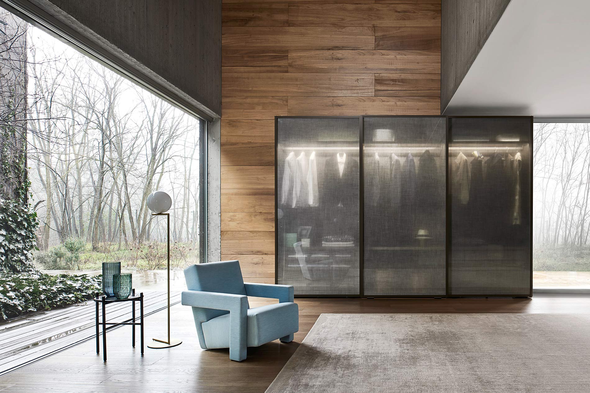 Armoire à portes coulissantes avec verre transparent Armoire à portes coulissantes avec verre transparent