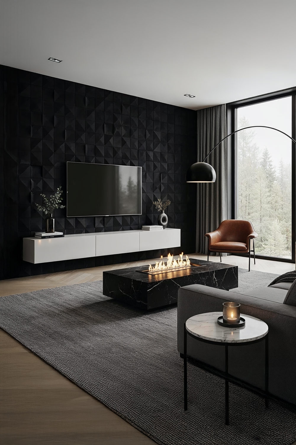 panneau-3d-noir-comme-mur-tv-accentue