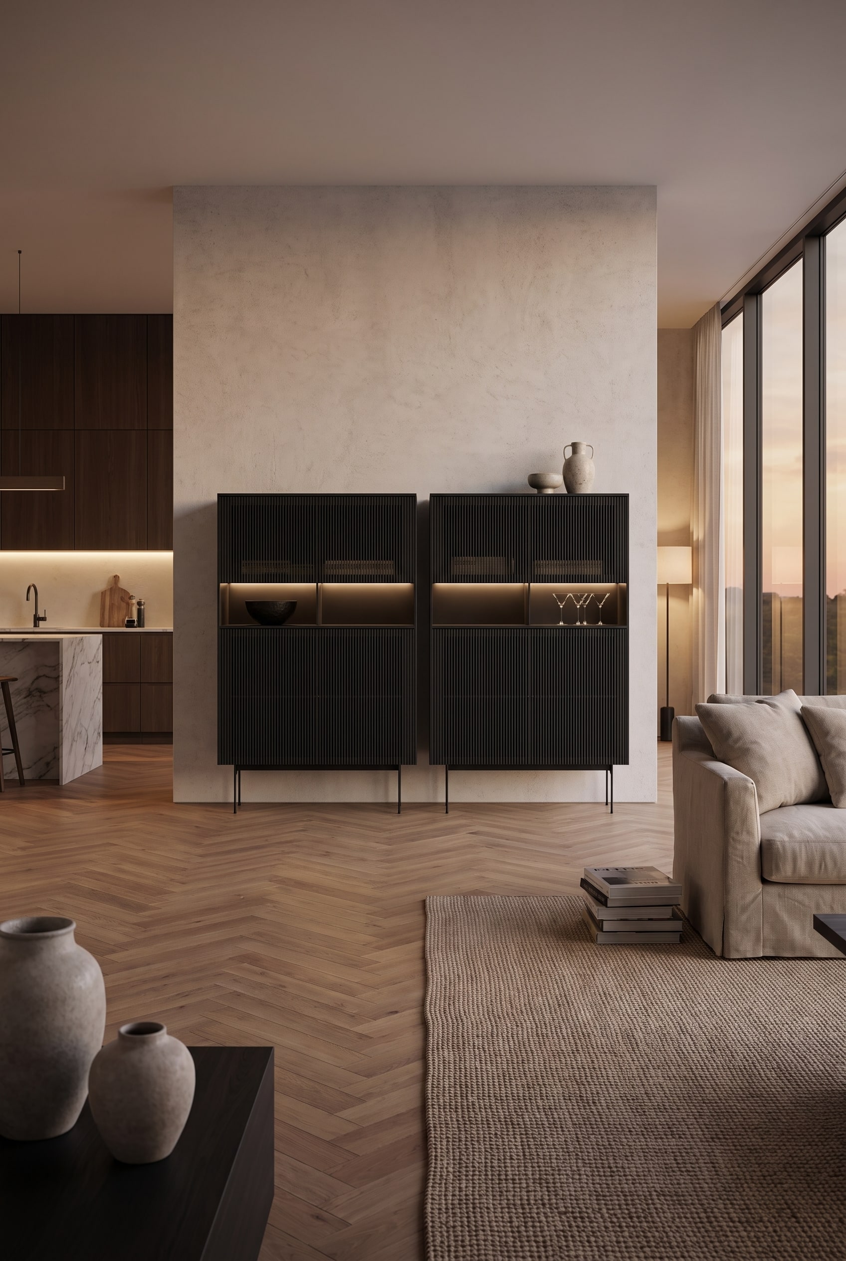 Wohnzimmer Highboard Holzlamellen Wohnzimmer Highboard Holzlamellen