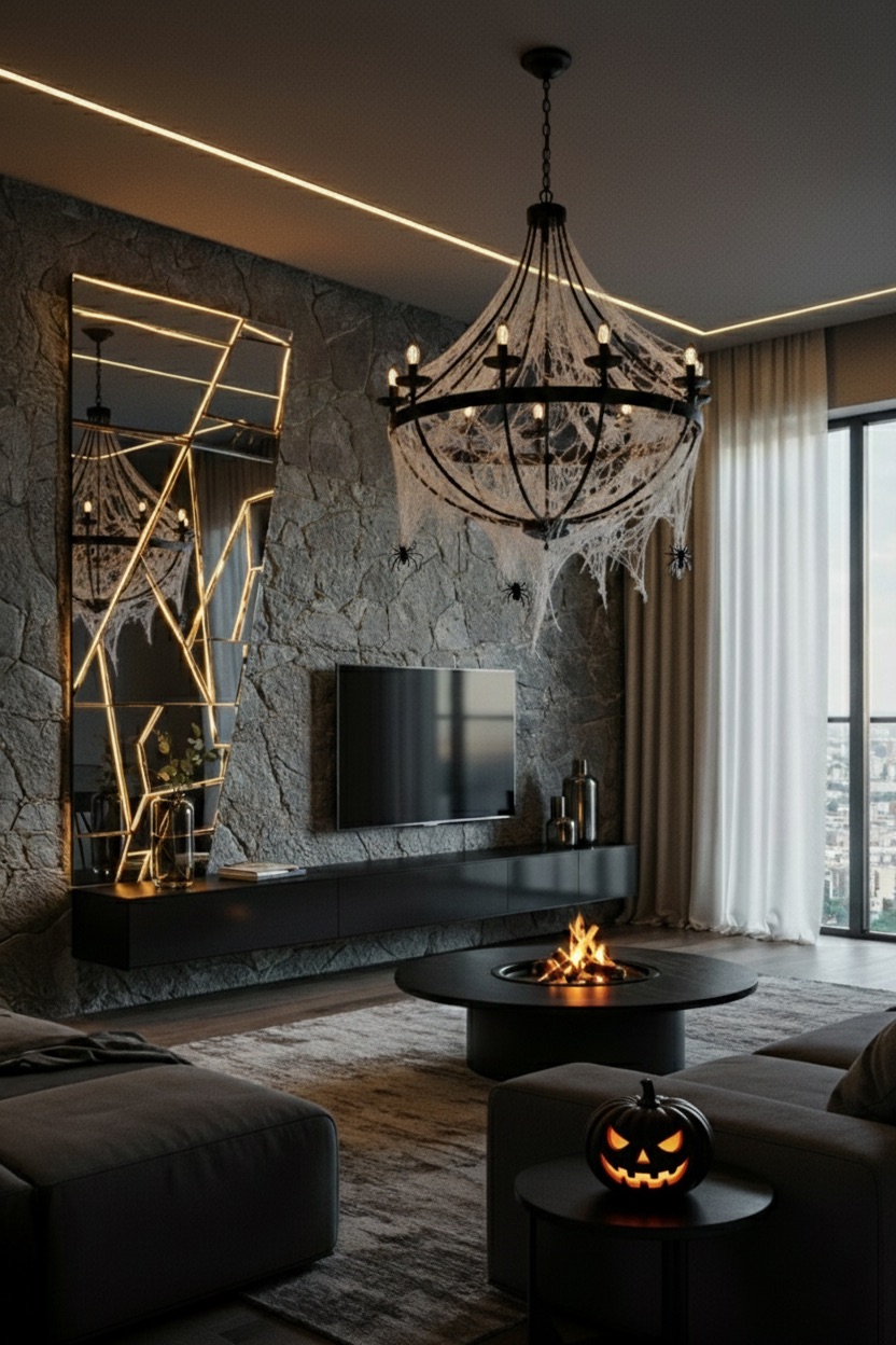 salon-avec-lustre-decoration-halloween-luxueuse