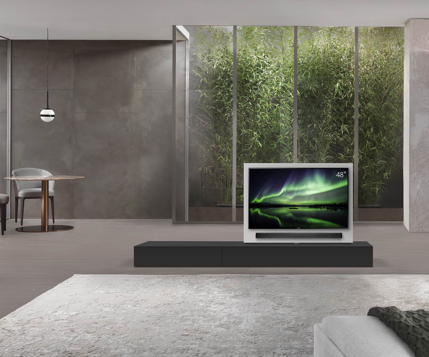 Livitalia Roto Design Lowboard Raumteiler mit drehbarem TV Paneel B150 50 H25 T47 NeroM B90li oBox Livitalia Roto Design Lowboard Raumteiler mit drehbarem TV Paneel B150 50 H25 T47 NeroM B90li oBox