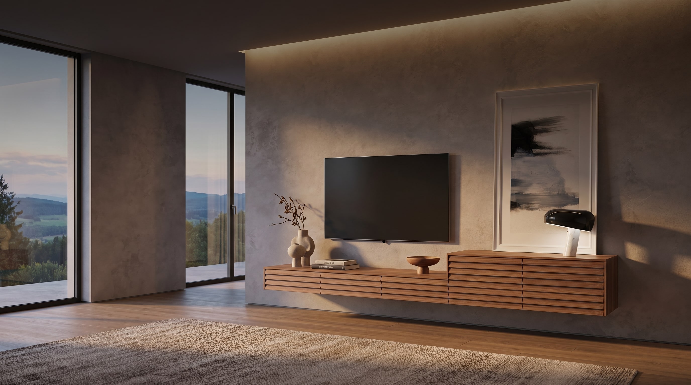 Meuble TV suspendu : L'astuce design qui transforme votre salon