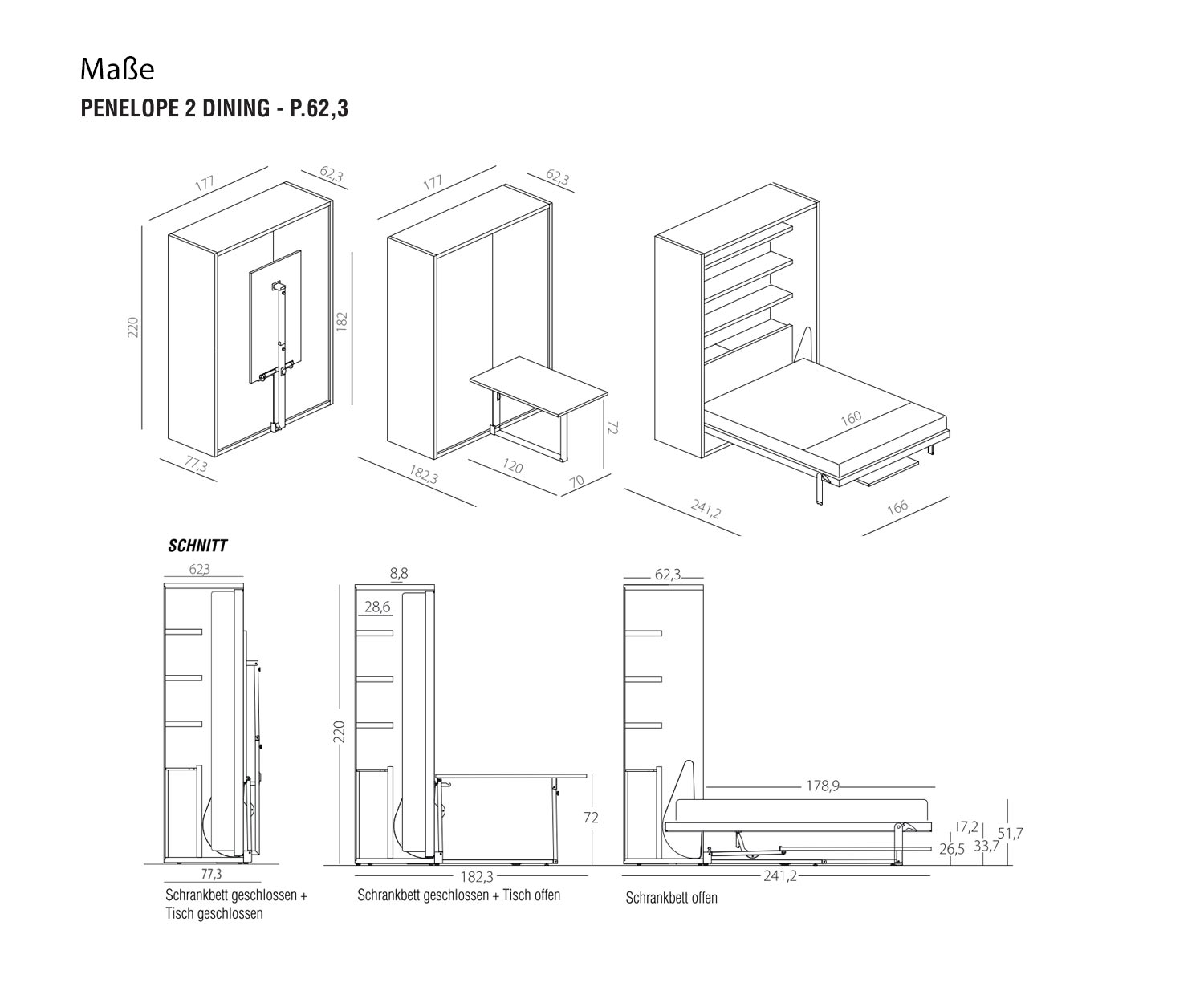 Clei Penelope 2 Dining dimensions profondeur 62 cm Clei Penelope 2 Dining dimensions profondeur 62 cm