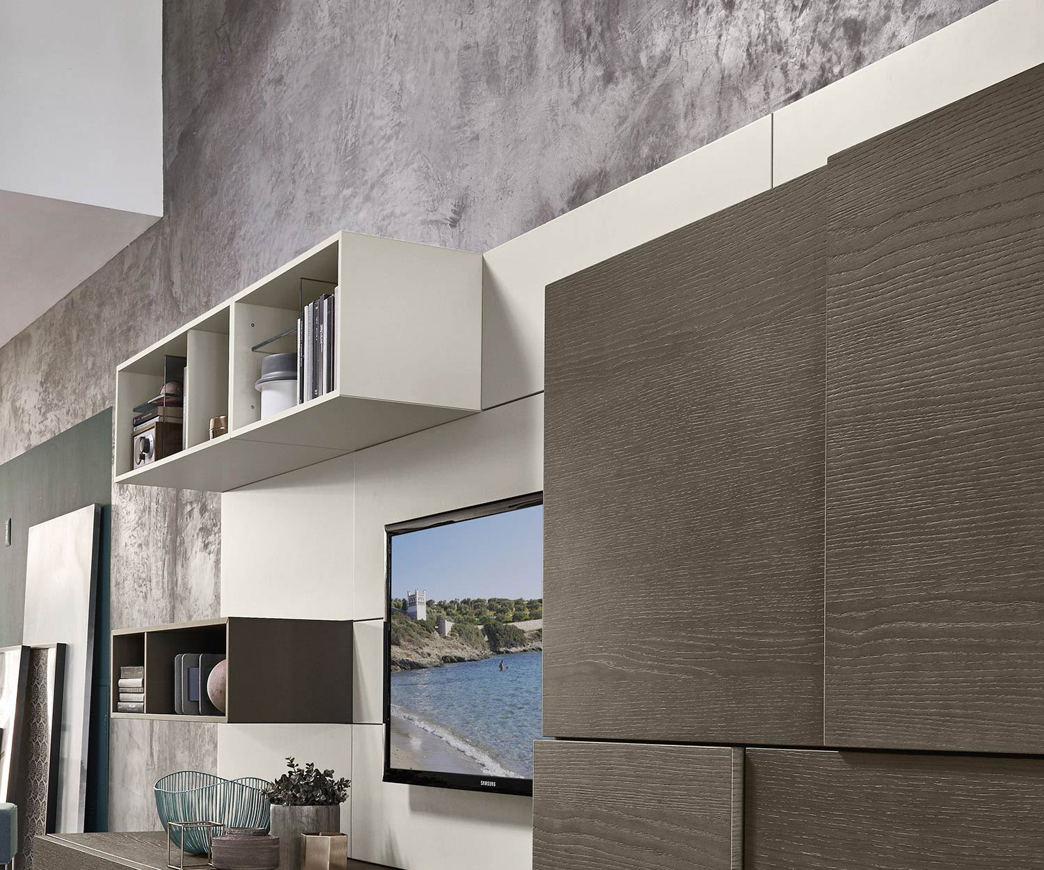 Livitalia Meuble-paroi design C34 de haute qualité en détail lors de la vue du panneau mural Livitalia Meuble-paroi design C34 de haute qualité en détail lors de la vue du panneau mural