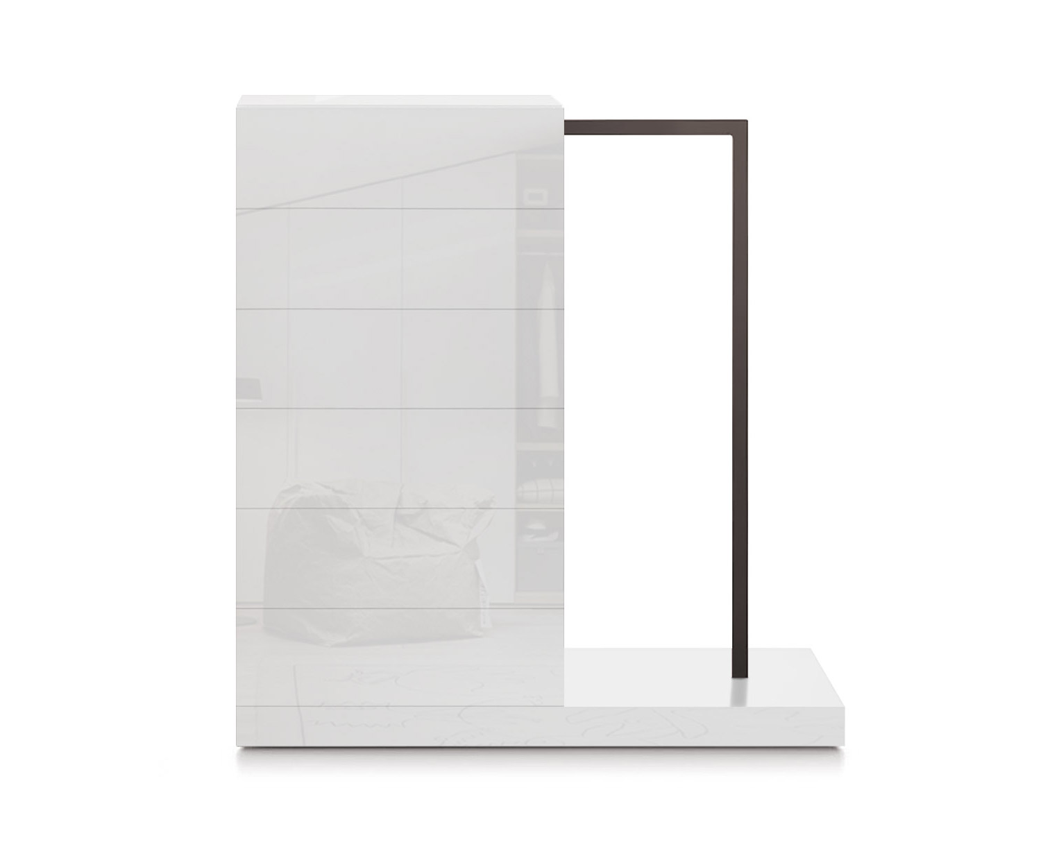 Novamobili Commode haute Easy6 + penderie à droite L54cm blanc brillant400
