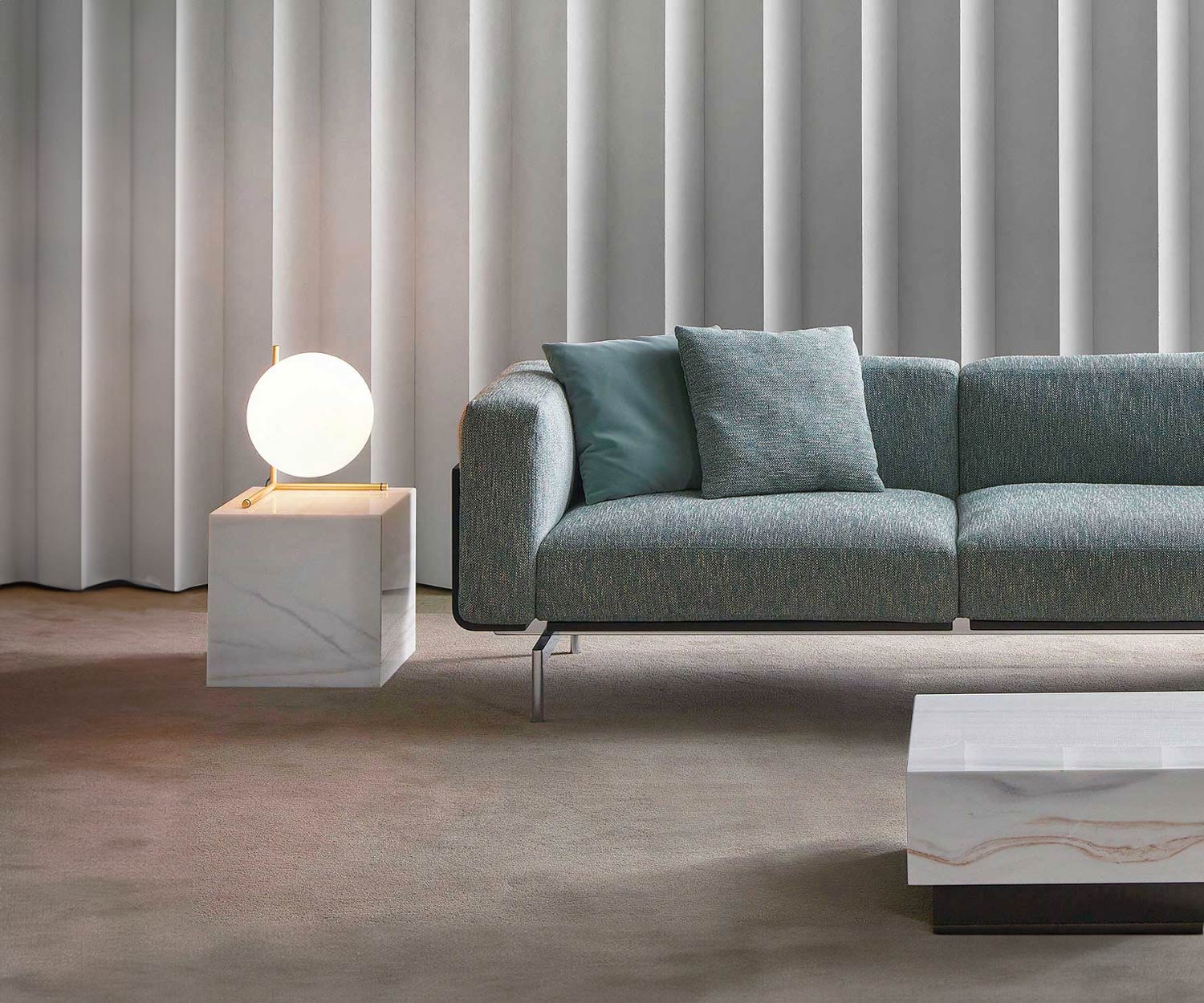 Exclusif Marelli Table d'appoint Thor à côté du canapé Carrara Marbre blanc Exclusif Marelli Table d'appoint Thor à côté du canapé Carrara Marbre blanc