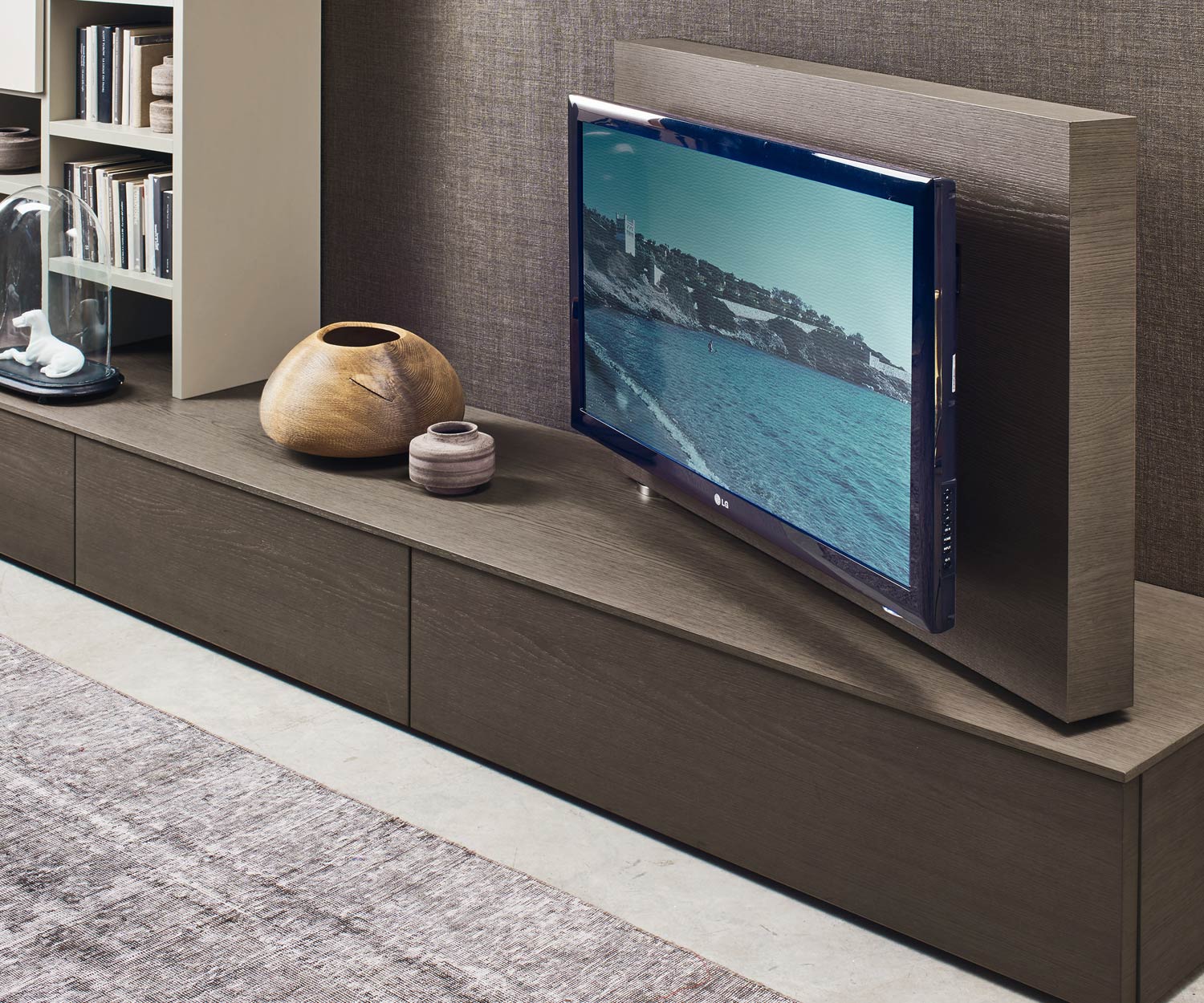 Livitalia Meuble-paroi design C45 avec panneau TV pivotant