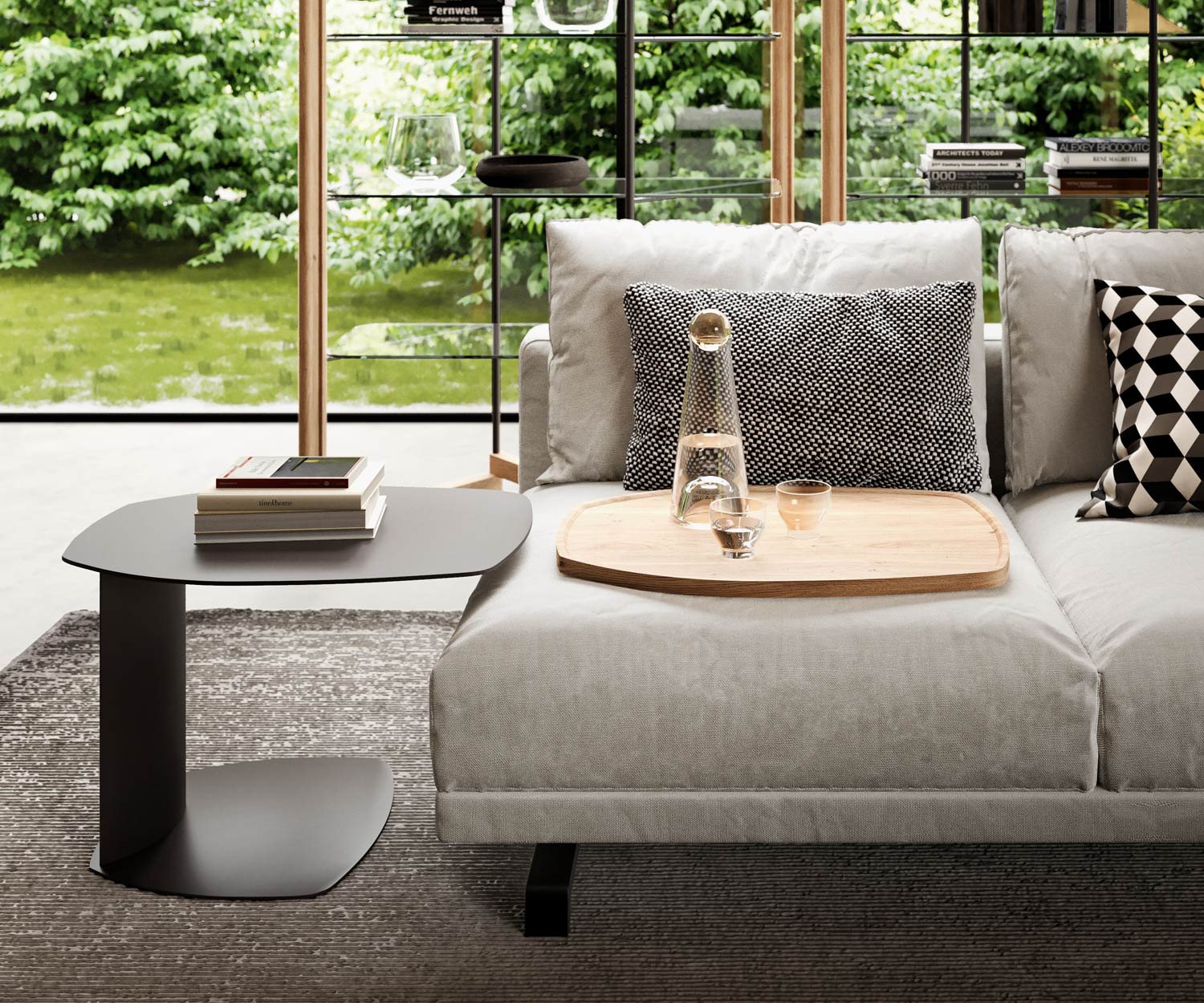 Ozzio_Zoom T058 Beistelltisch mit abnehmbaren Holztablett hoehenverstellbar Ozzio_Zoom T058 Beistelltisch mit abnehmbaren Holztablett hoehenverstellbar