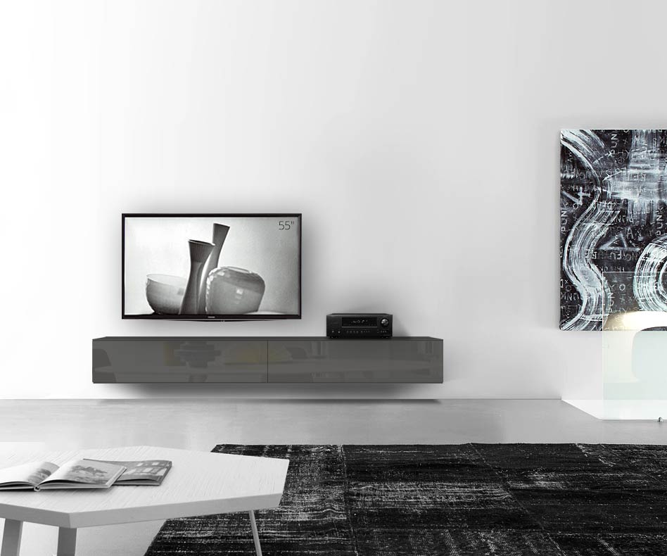 /Design Lowboard mur B240 H33 5 gris foncé brillant /Design Lowboard mur B240 H33 5 gris foncé brillant