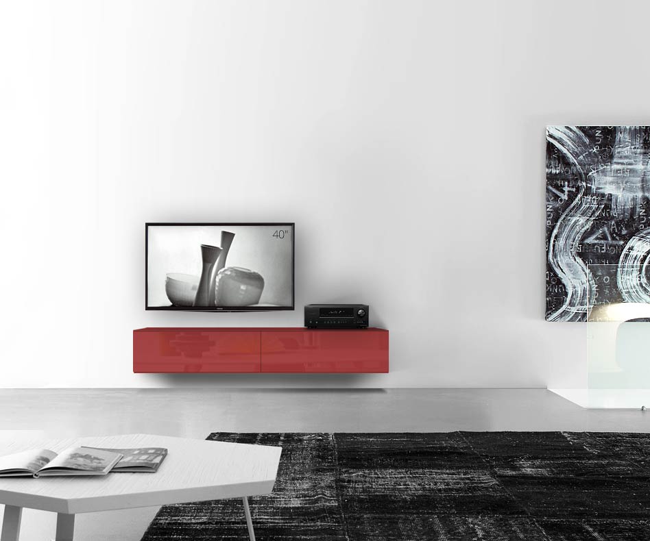 /Design Lowboard Wand B180 H33 5 glanz rot /Design Lowboard Wand B180 H33 5 glanz rot