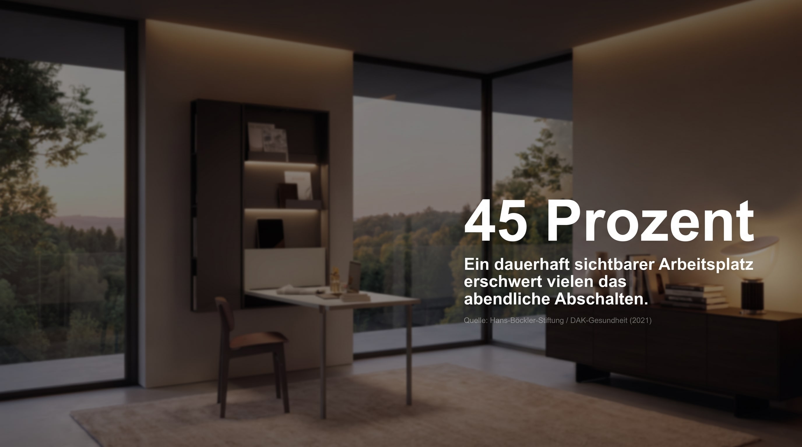 45 pour cent &ndash; Un espace de travail visible en permanence rend difficile pour beaucoup de d&eacute;connecter le soir.