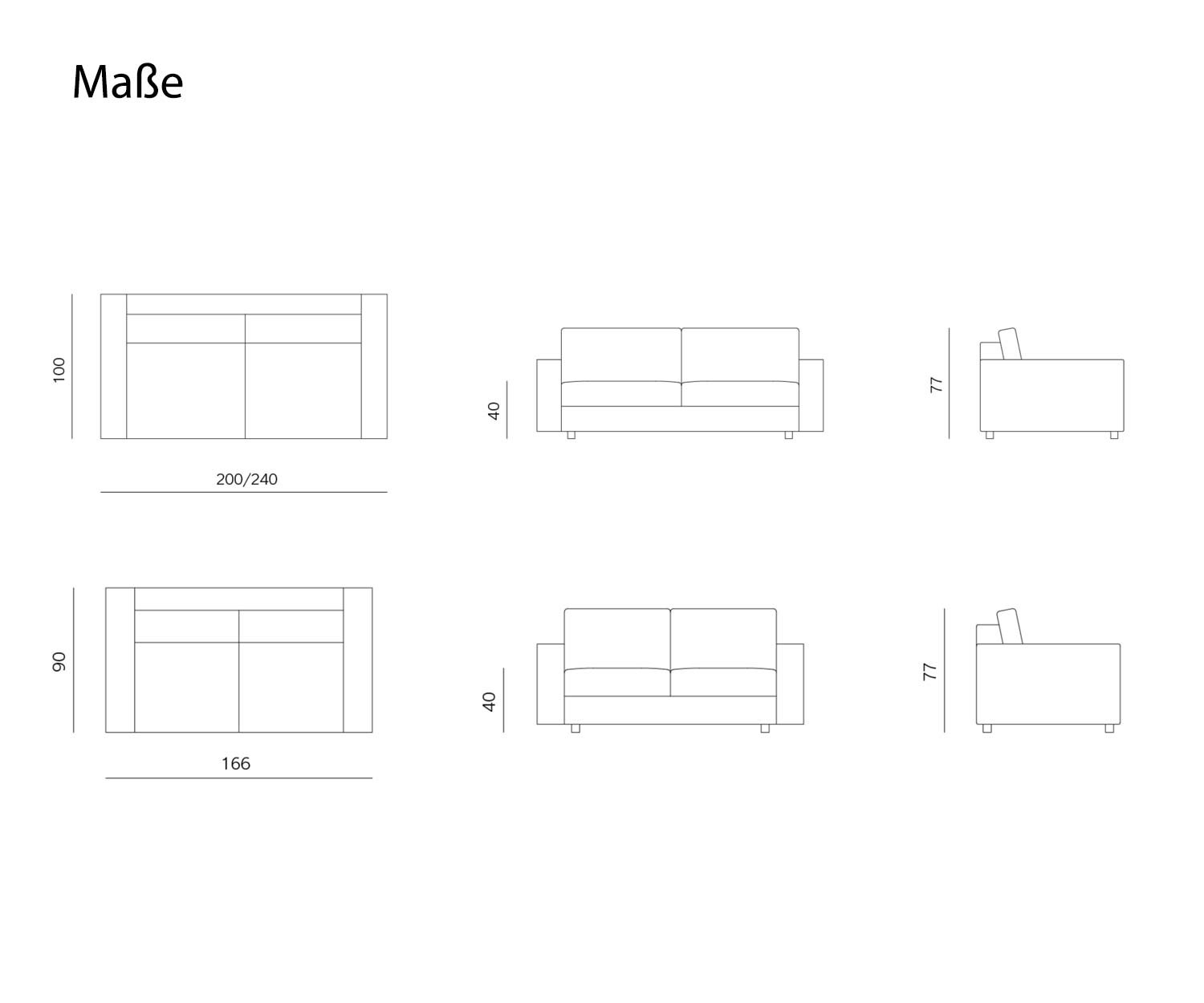 Prostoria Sofa Classic Skizze Maße Größen Prostoria Sofa Classic Skizze Maße Größen