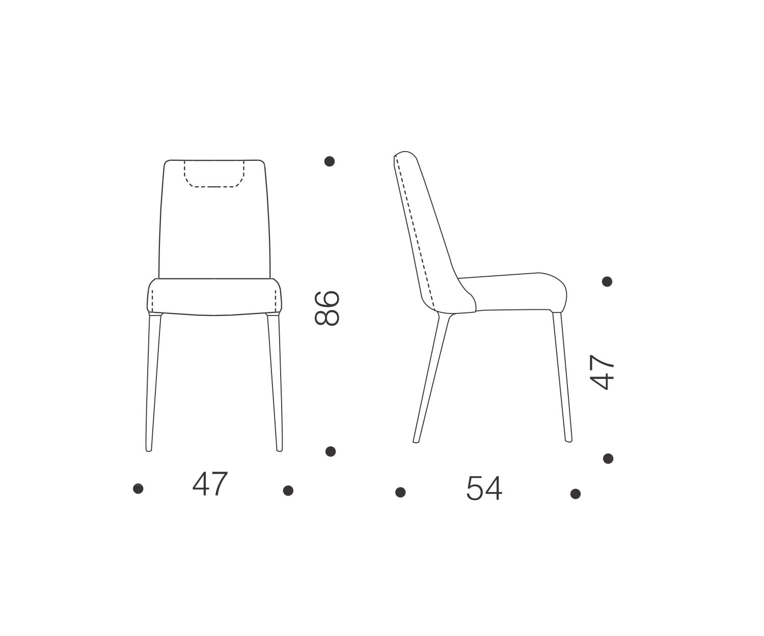 Ozzio Chaise design rembourrée Sofia Dimensions Ozzio Chaise design rembourrée Sofia Dimensions