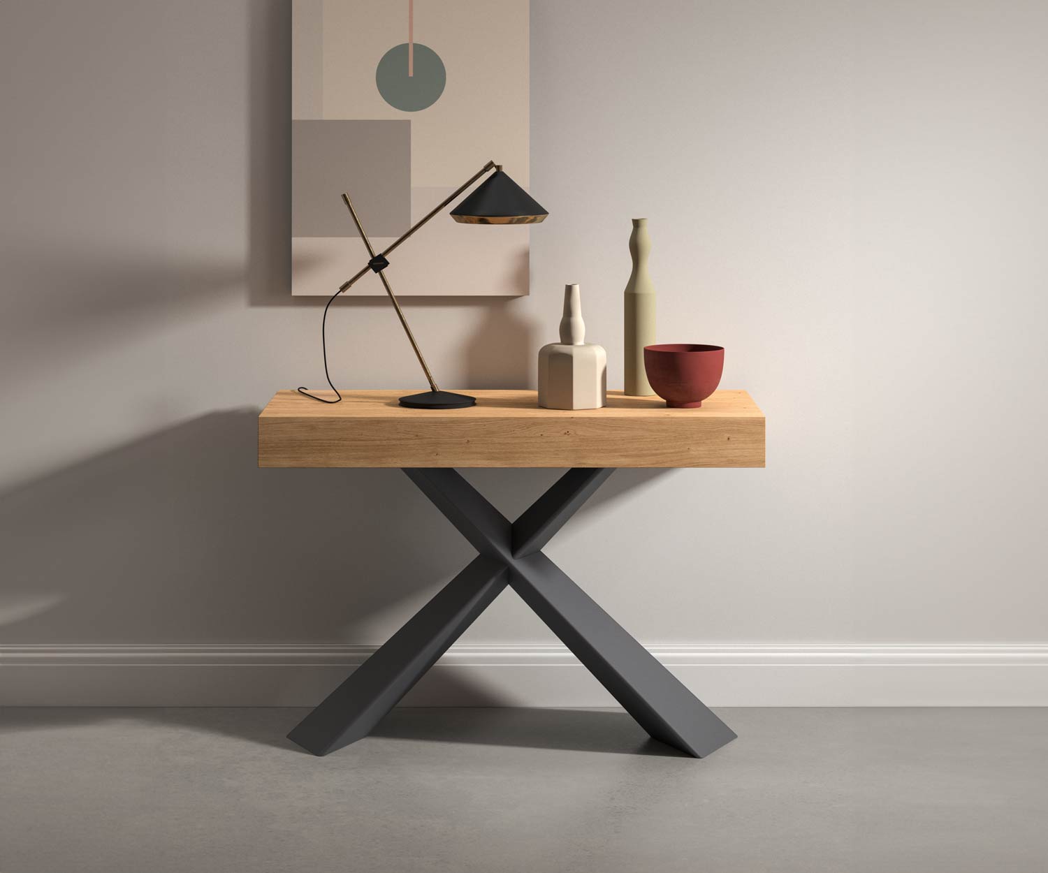 Ozzio_Design Holz Metall Konsole T024  Ozzio_Design Holz Metall Konsole T024