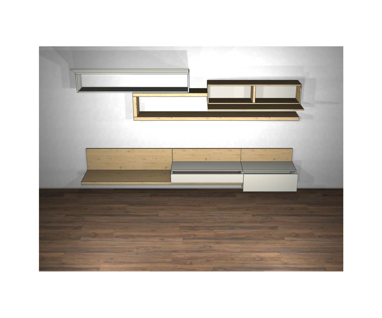 Livitalia Design Wohnwand C26 offene Elemente und offene Türen Livitalia Design Wohnwand C26 offene Elemente und offene Türen