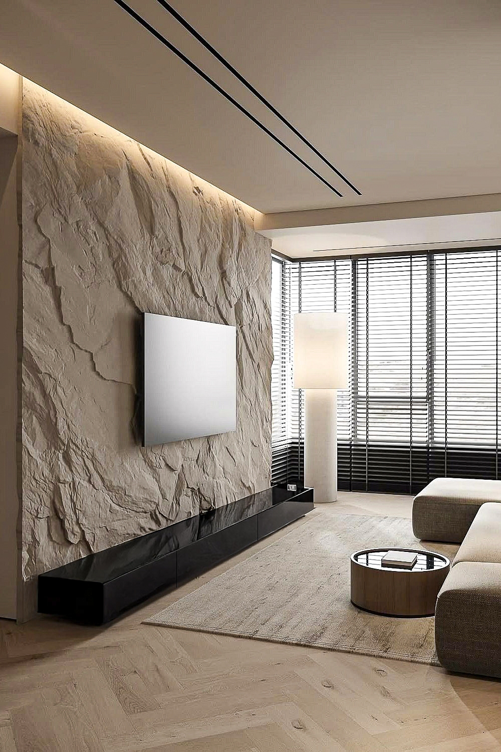 einheitlich-in-beige-gehaltenes-wohnzimmer-mit-einigen-schwarzen-akzenten