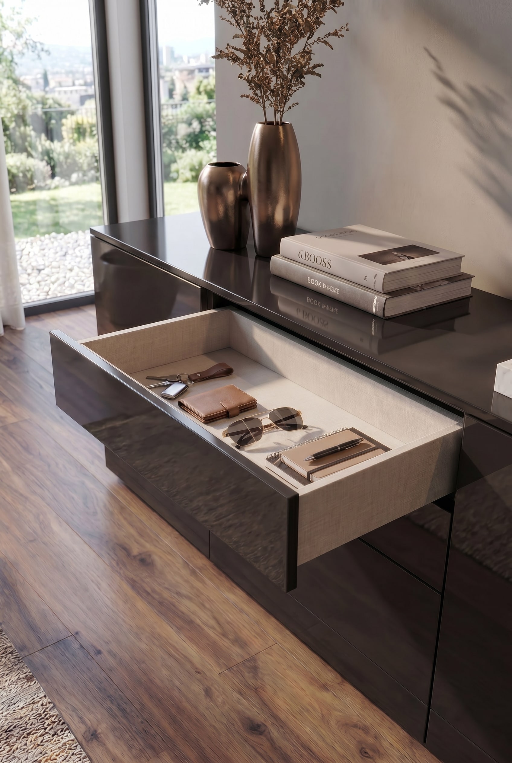Livitalia Sideboard Nolea in der Frontalansicht mit grifflosen Türen