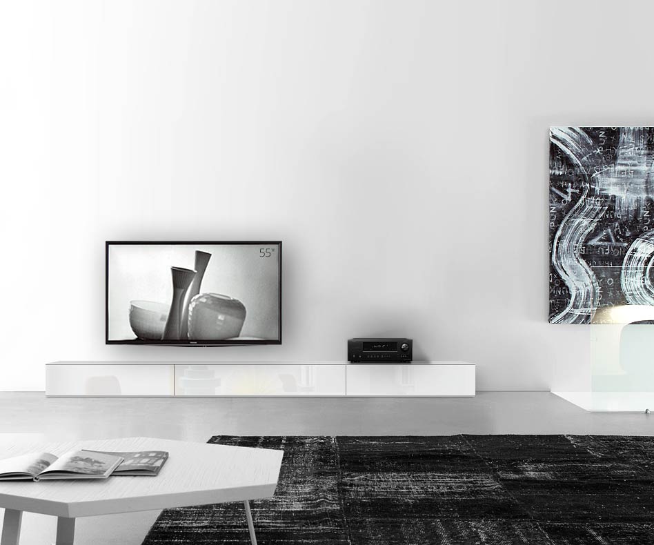 /Design Lowboard sol L300 H27 blanc brillant /Design Lowboard sol L300 H27 blanc brillant