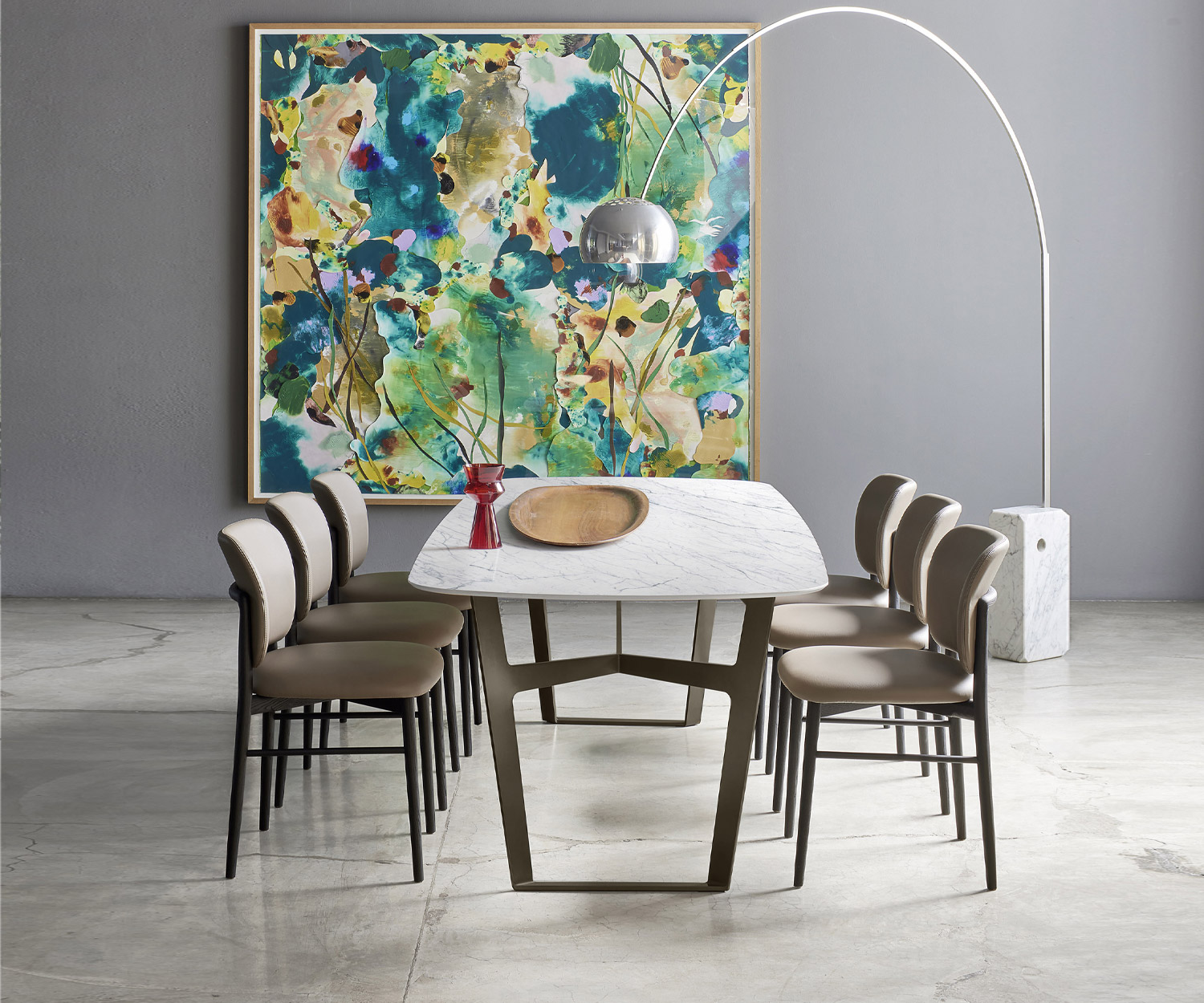 Moderne Livitalia Table de salle à manger design Obi du côté Plateau de table en céramique blanc Moderne Livitalia Table de salle à manger design Obi du côté Plateau de table en céramique blanc