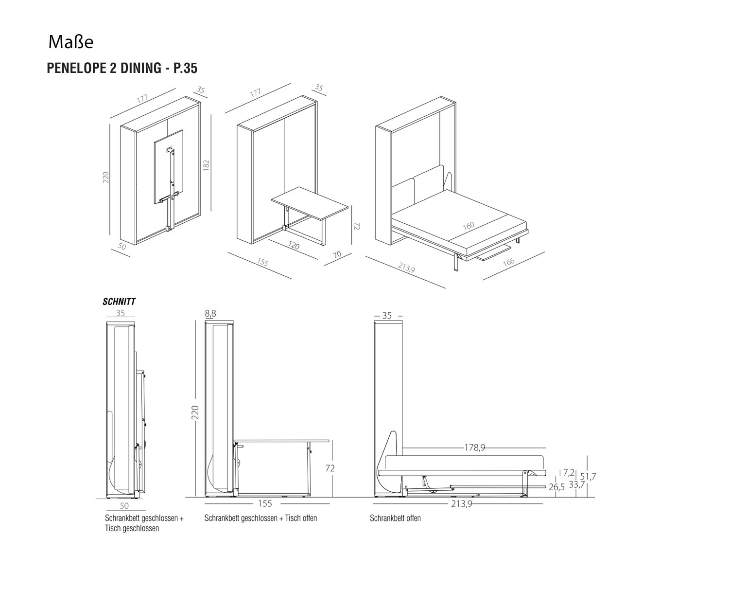 Clei Penelope 2 Dining Dimensions Profondeur 35 cm Clei Penelope 2 Dining Dimensions Profondeur 35 cm