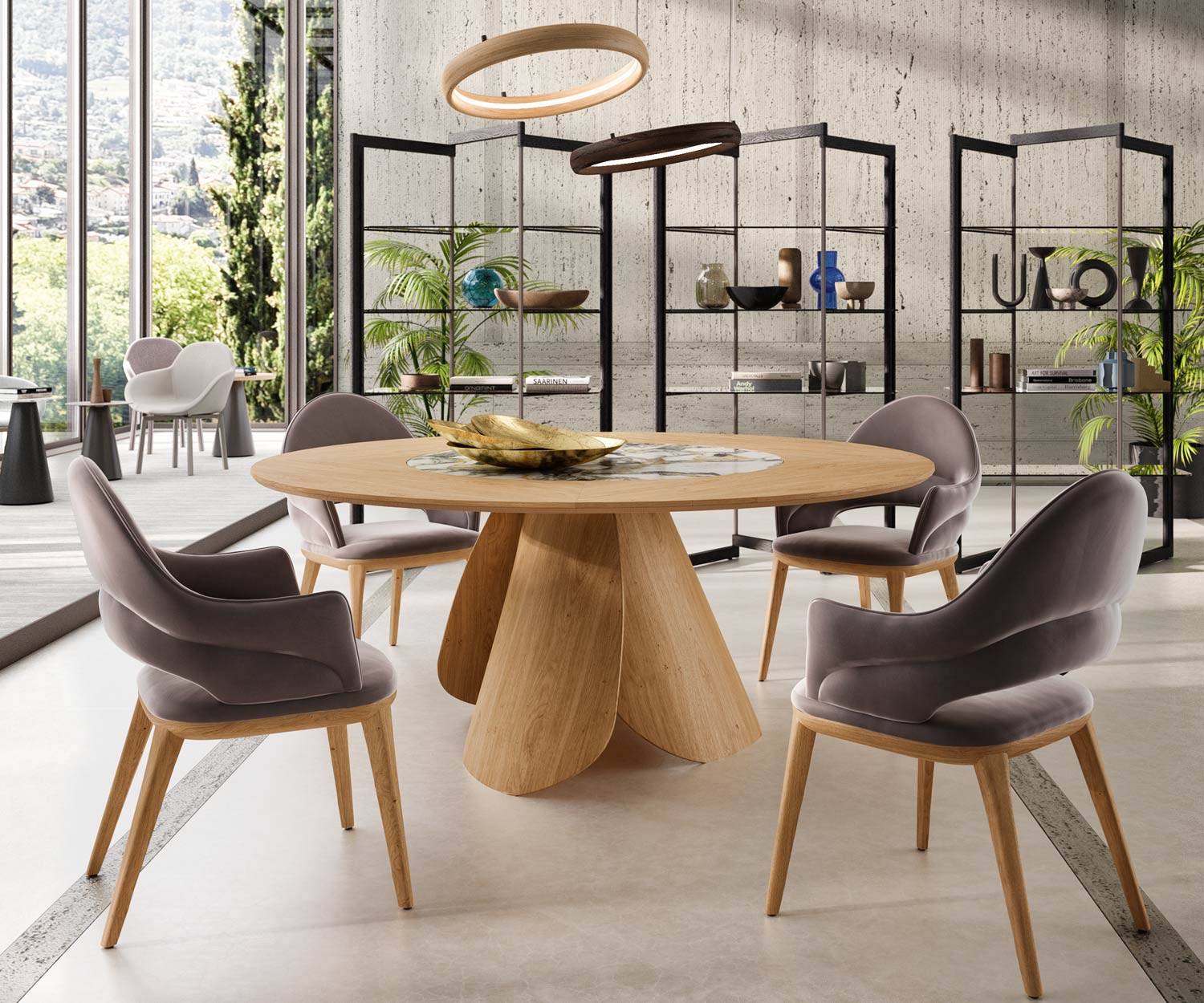 Ozzio Veliero T314 Design Runder Esstisch Eiche Carbone Emperador Ozzio Veliero T314 Design Runder Esstisch Eiche Carbone Emperador