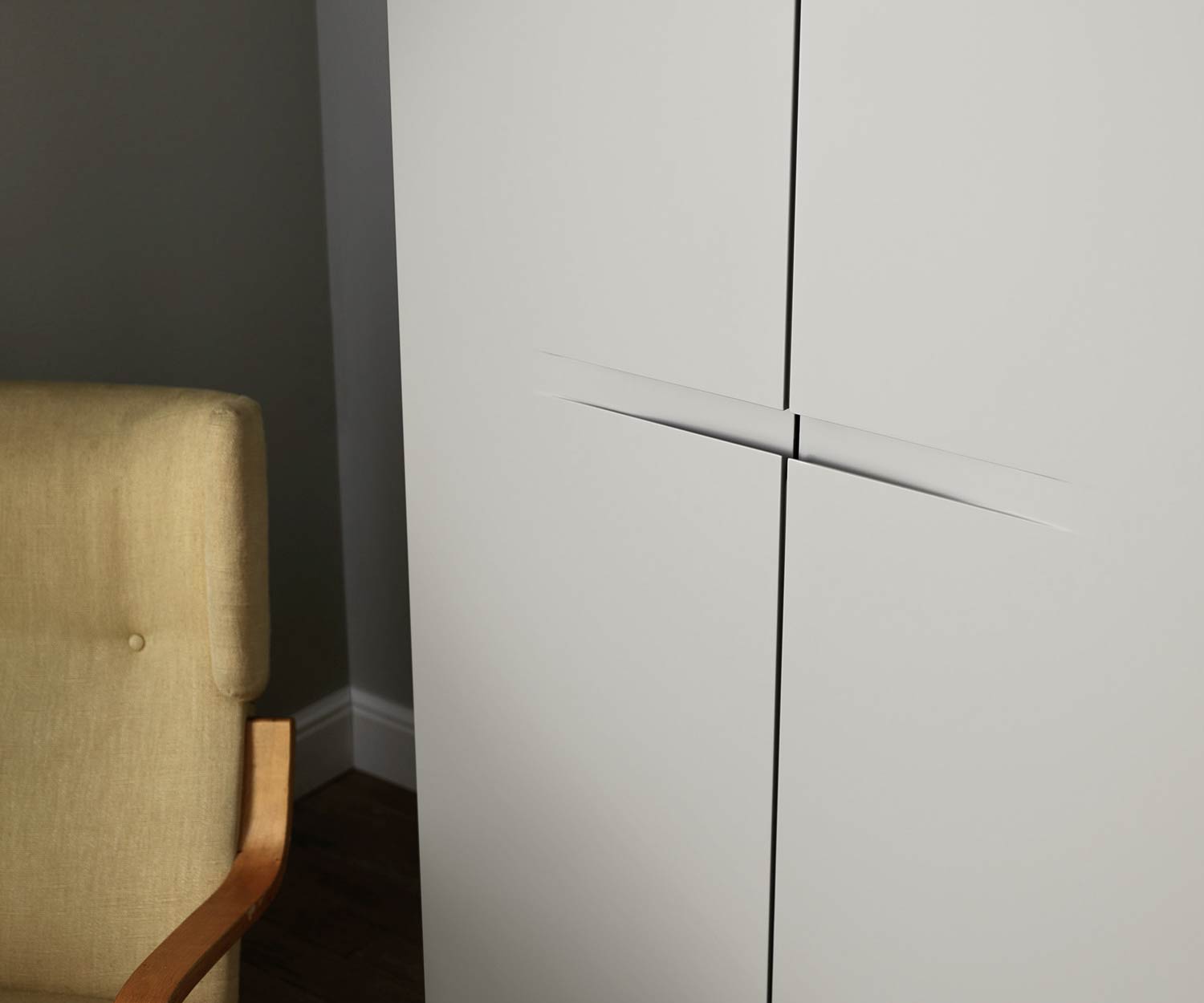 Haute qualité Livitalia Chambre à coucher Design Armoire Vela en gris clair mat Haute qualité Livitalia Chambre à coucher Design Armoire Vela en gris clair mat