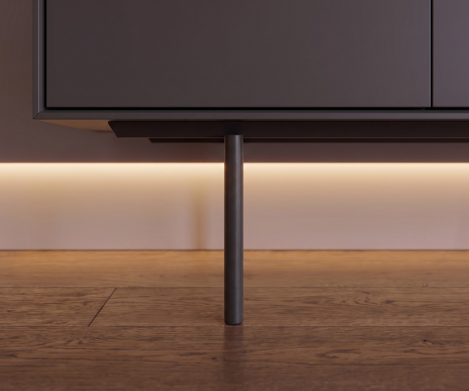 Buffet design noyer gris foncé laqué mat Portes avec technique push pull