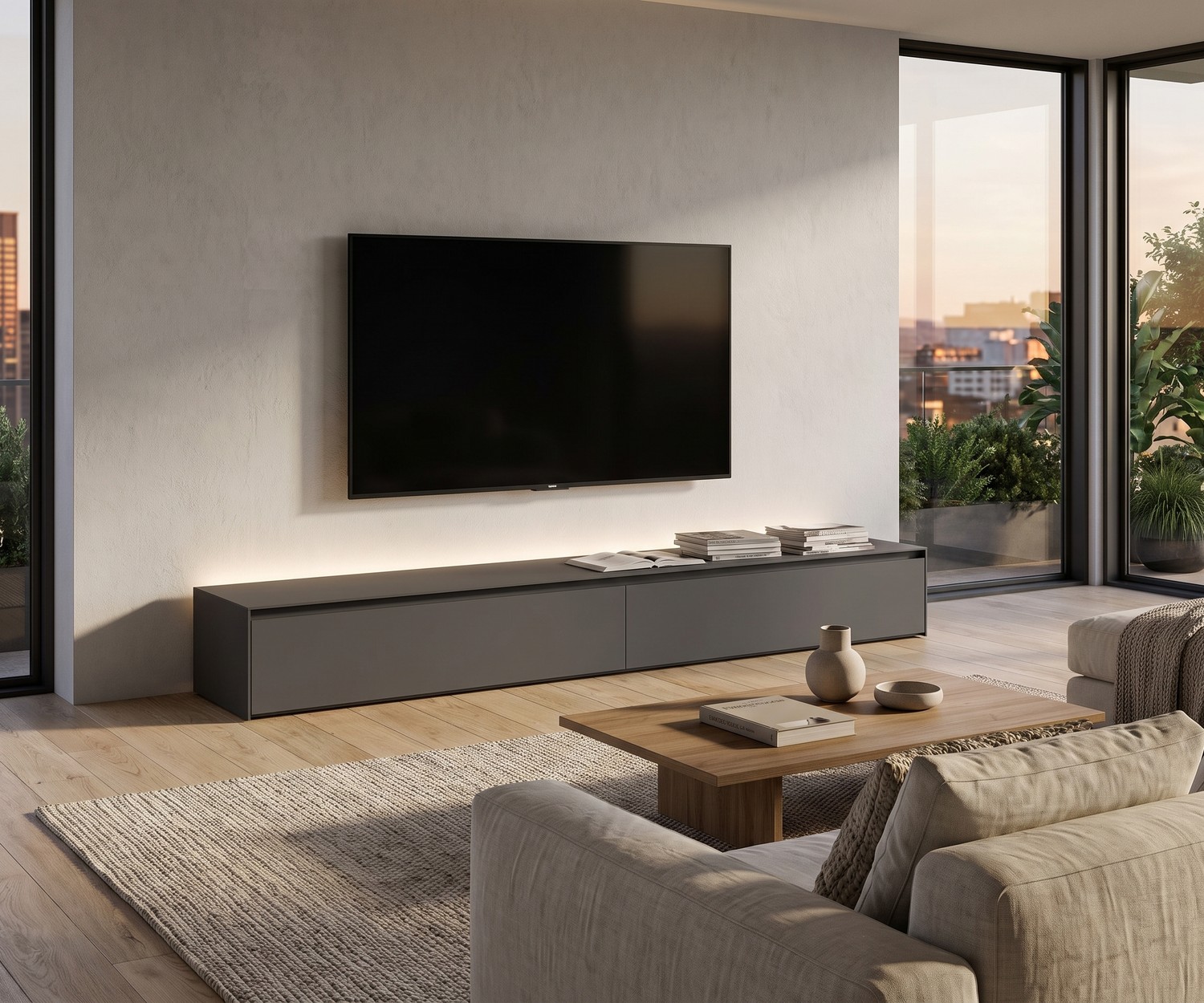 Meuble bas TV design Novamobili Reverse Novamobili Configurateur de lowboard inversé