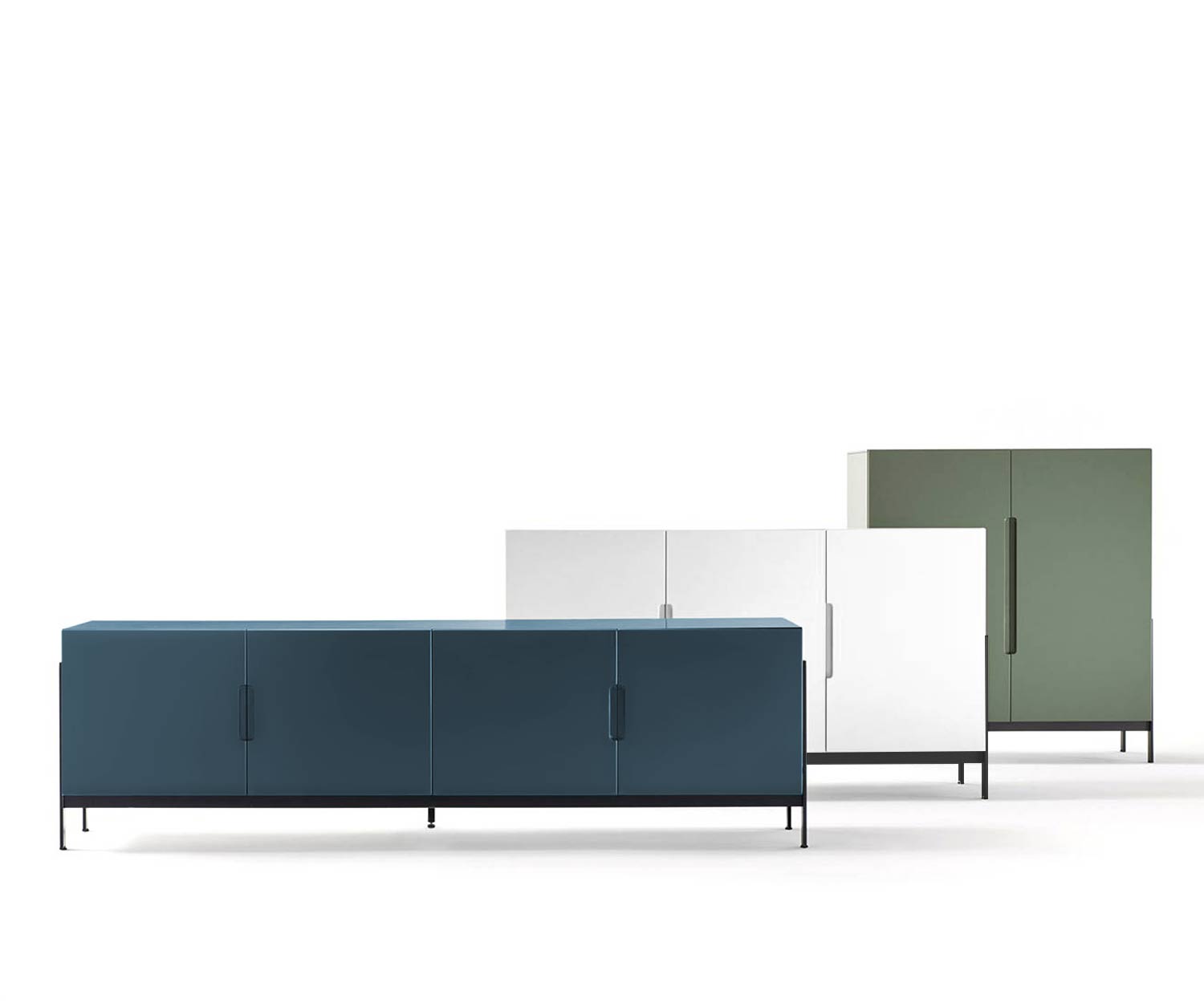Exclusif Novamobili Design Sideboard Float en trois finitions Bleu Blanc Vert