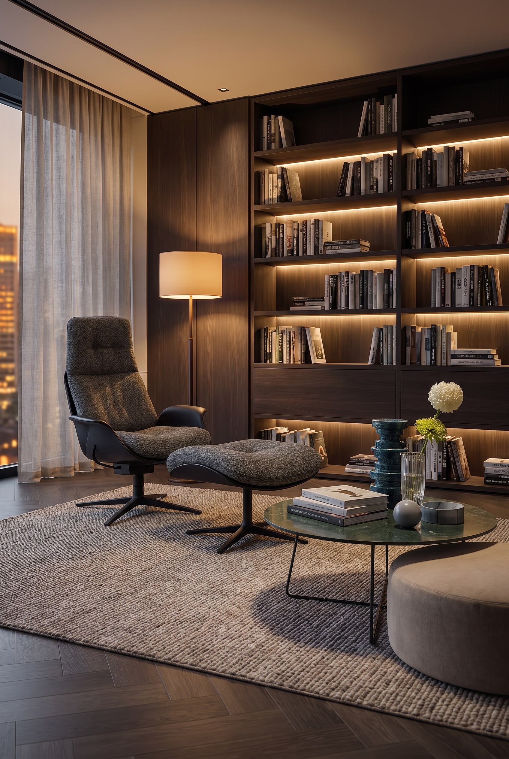 Moderne Leseecke mit Armsessel