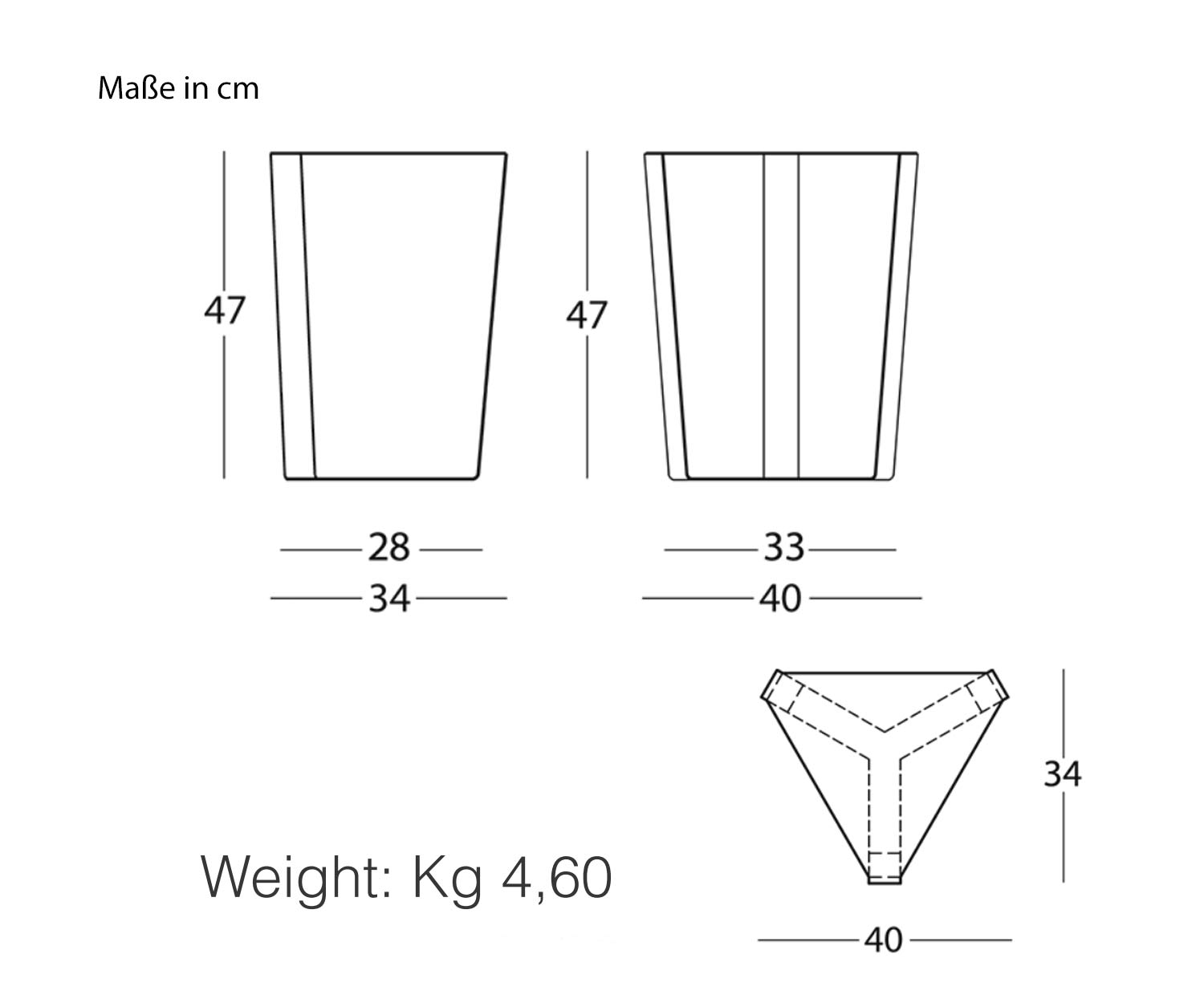 MEME DESIGN Finity Table d'appoint Dimensions Esquisse Tailles