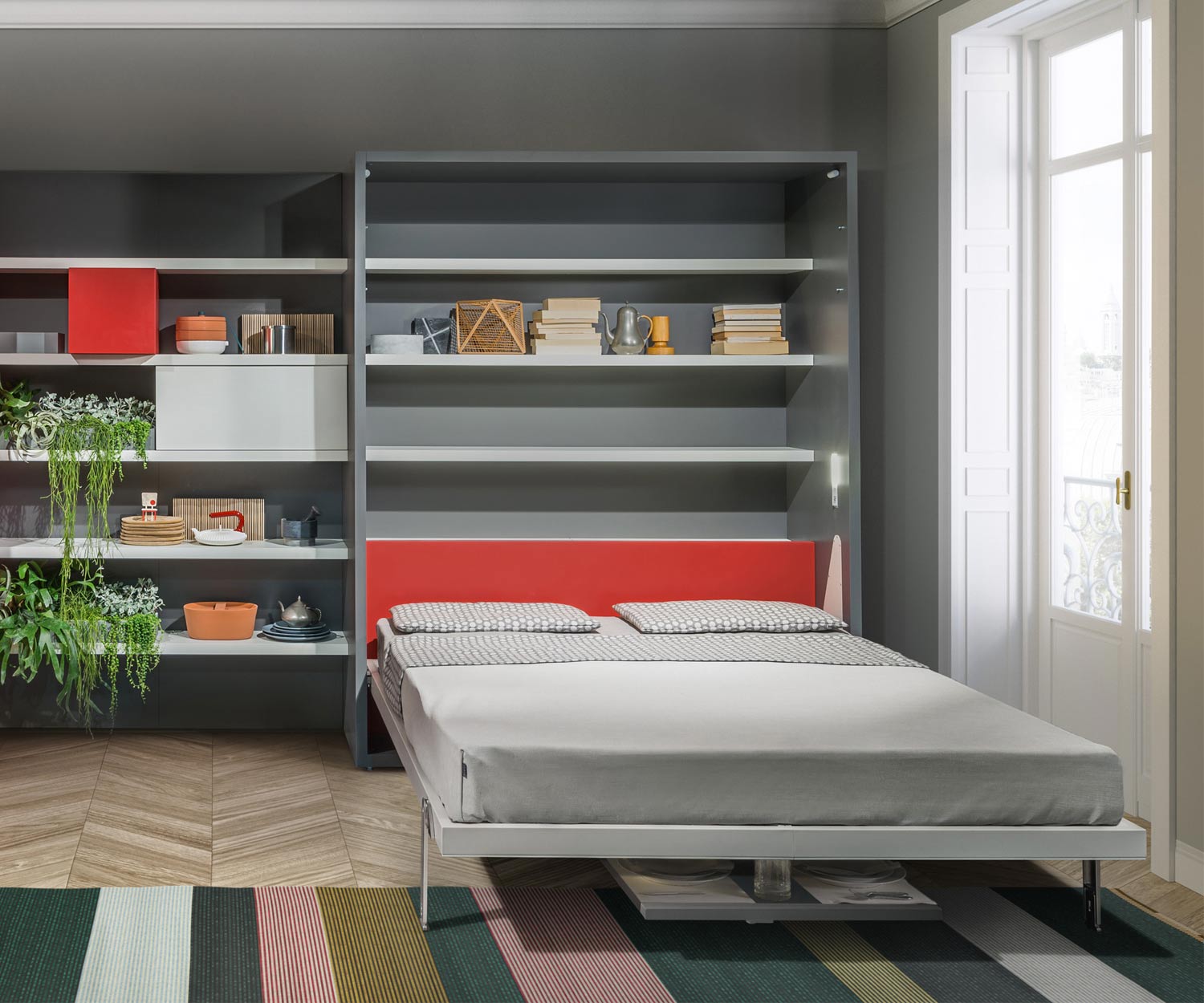 Clei Lit pliant design avec table à manger 160x200 cm de surface de couchage Clei Lit pliant design avec table à manger 160x200 cm de surface de couchage