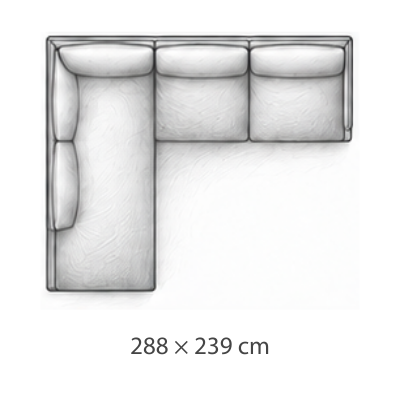 Ecksofa links · 288 × 239 cm