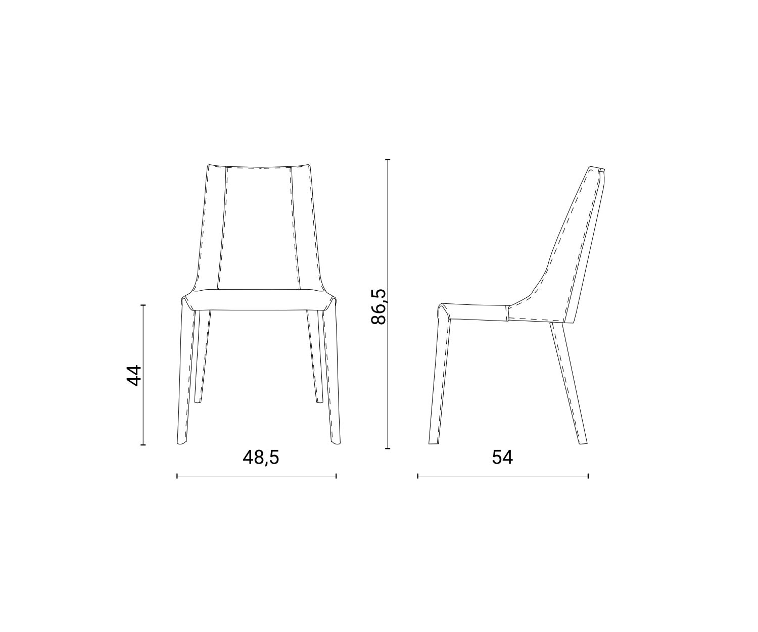 Chaise de salle à manger design de haute qualité Cuir Dimensions Dimensions Croquis