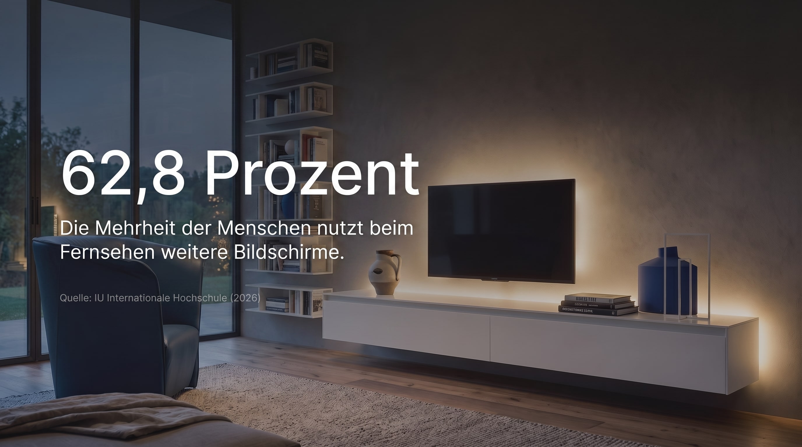 62,8 Prozent &ndash; Die Mehrheit der Menschen nutzt beim Fernsehen weitere Bildschirme.