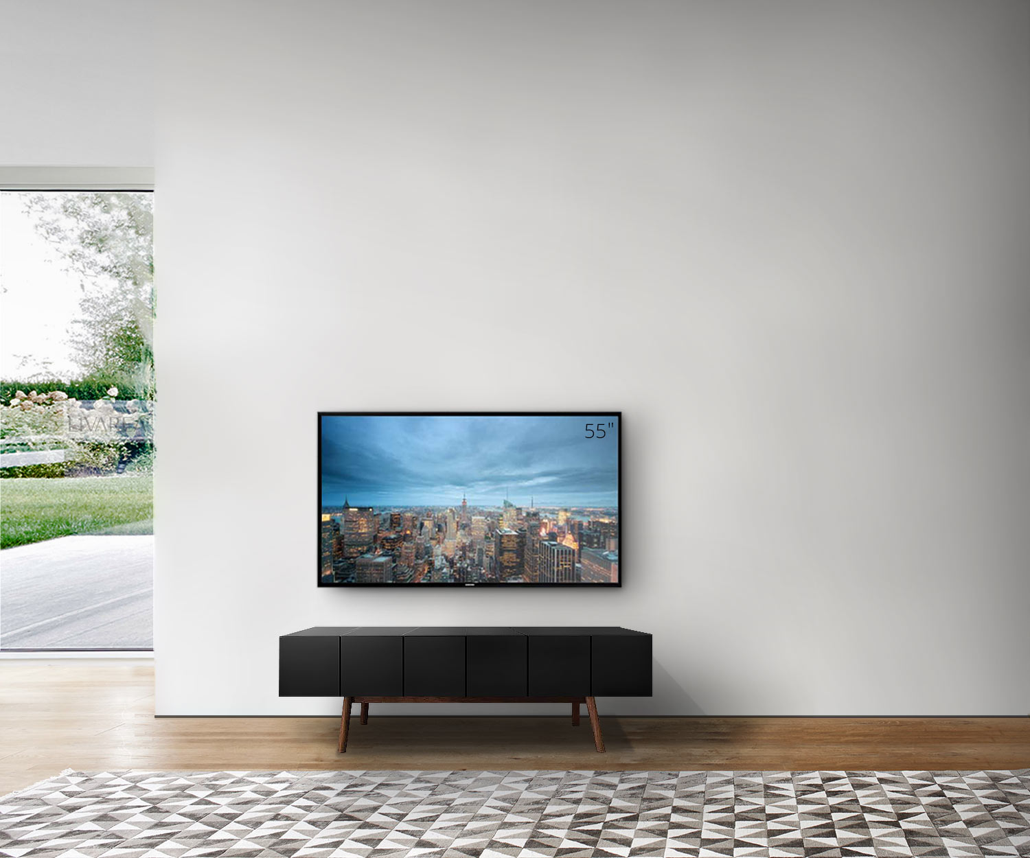 al2 MOS I KO 005 B Largeur 150 cm Corps noir Pieds en noyer