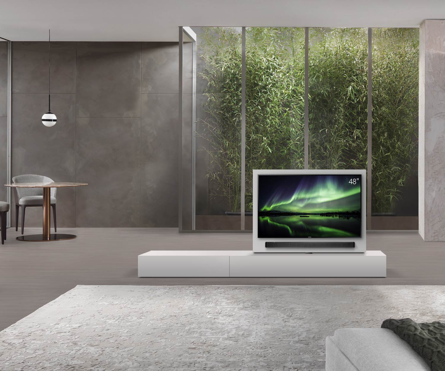 Livitalia Roto Design Lowboard Séparation de pièce avec panneau TV pivotant L150 50 H25 P56 ArticoM B90li oBox Livitalia Roto Design Lowboard Séparation de pièce avec panneau TV pivotant L150 50 H25 P56 ArticoM B90li oBox