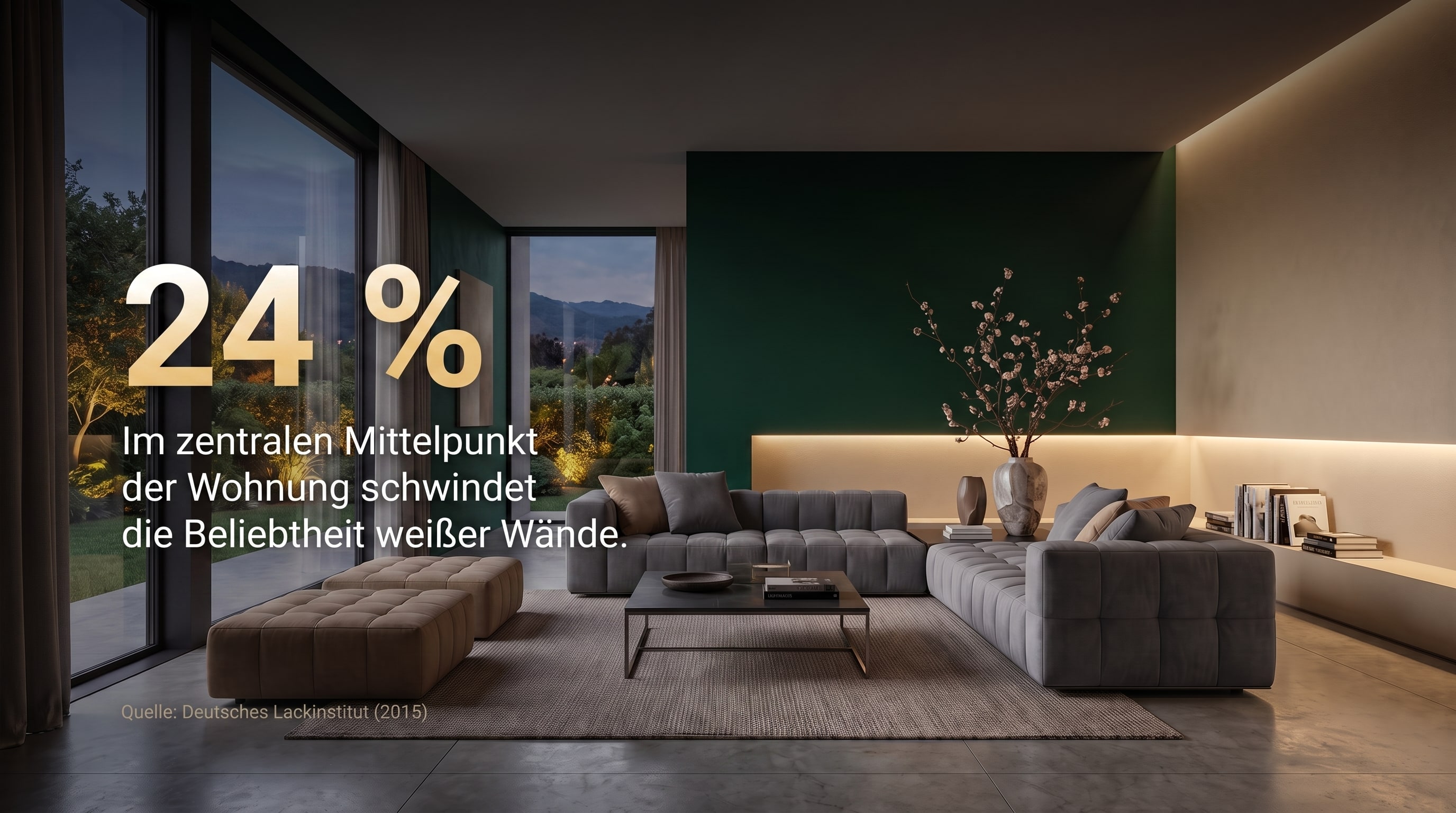 24 % – Au cœur de l'appartement, la popularité des murs blancs diminue.
