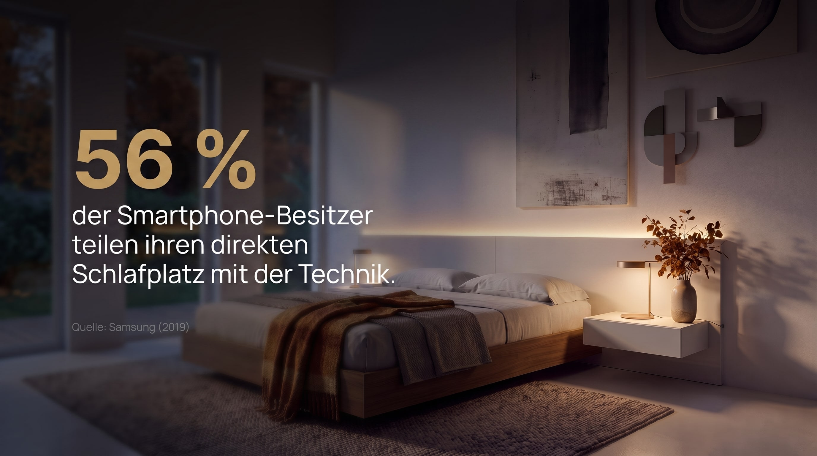 56 % &ndash; der Smartphone-Besitzer teilen ihren direkten Schlafplatz mit der Technik.