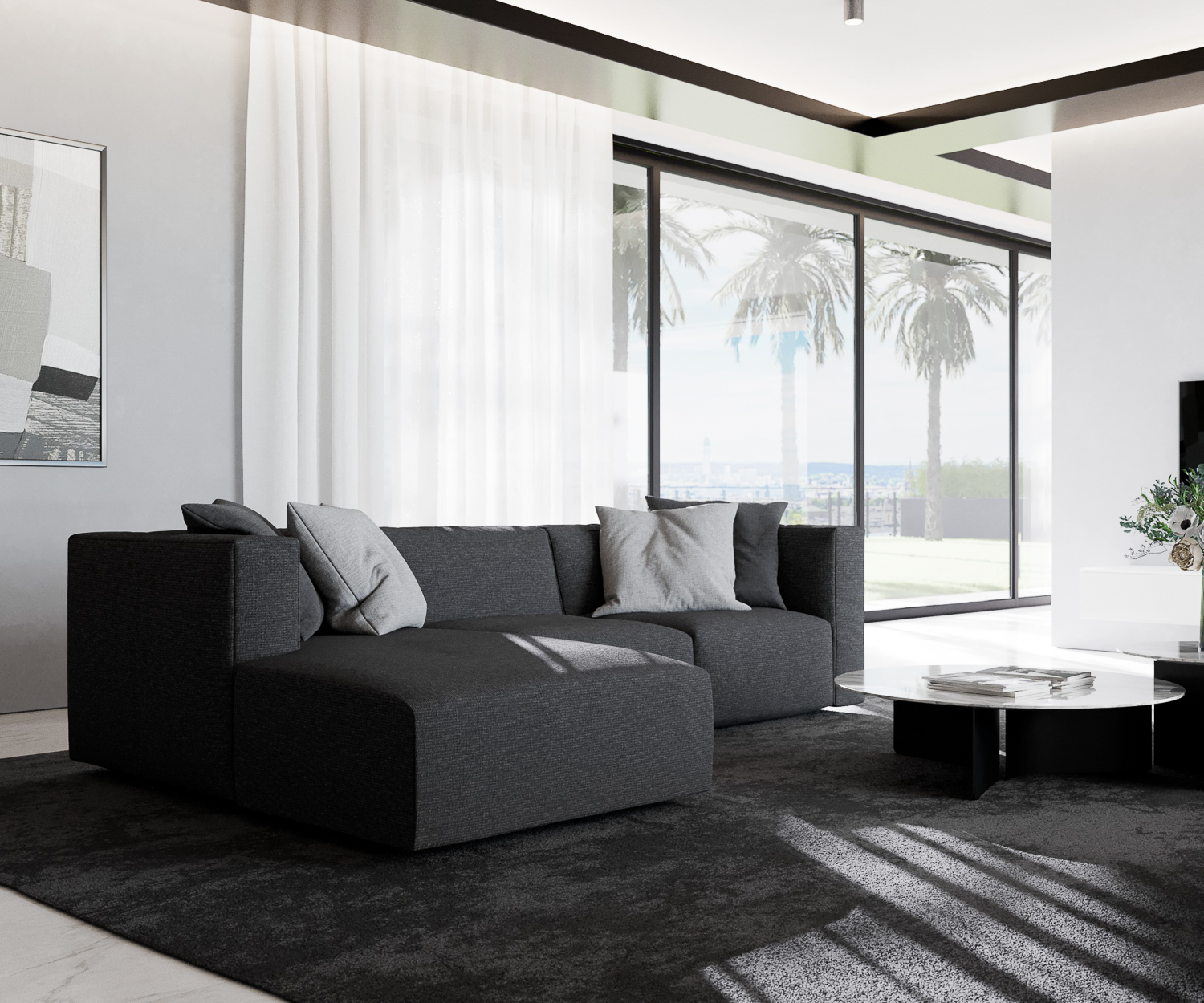 Prostoria Designer Wohnzimmersofa Match L exklusiv modern hochwertig stoffbezuege mit recamiere ecksofa dreisitzer frontal ansicht Prostoria Designer Wohnzimmersofa Match L exklusiv modern hochwertig stoffbezuege mit recamiere ecksofa dreisitzer frontal ansicht