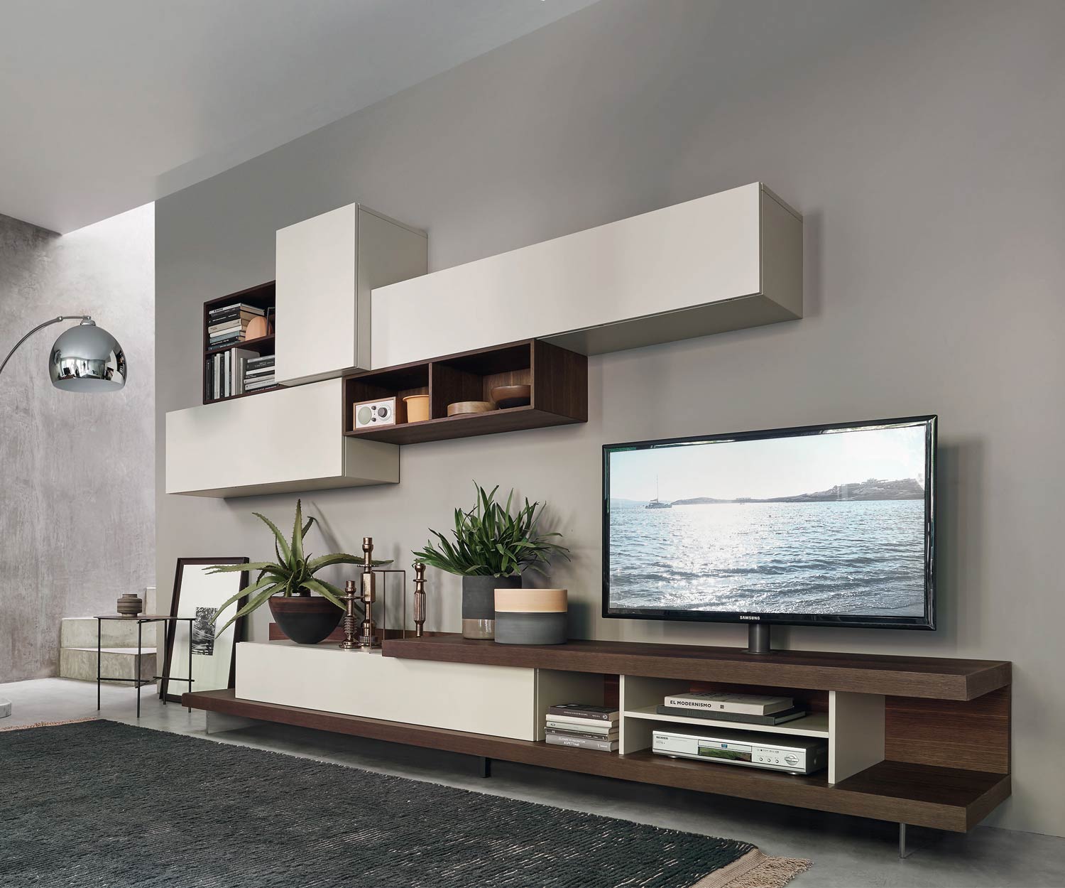 Exclusif Livitalia Meuble-paroi design C52 avec TV design lowboard et armoires suspendues Exclusif Livitalia Meuble-paroi design C52 avec TV design lowboard et armoires suspendues